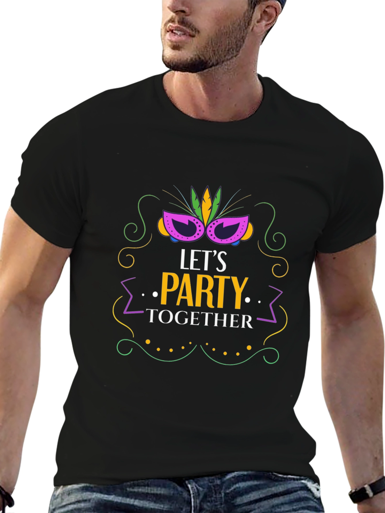 Lets Party Together Black Graphic Tee