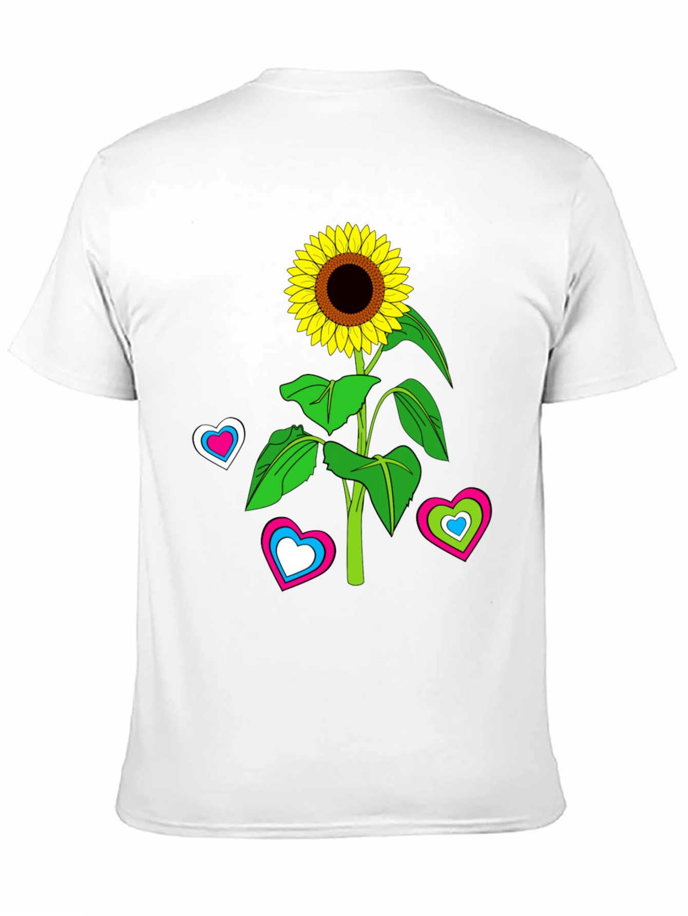 Sunflower Heart Graphic Tee - Black Cotton Blend T-Shirt