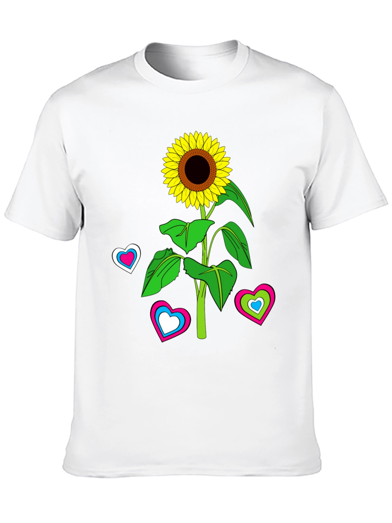 Sunflower Heart Graphic Tee - Black Cotton Blend T-Shirt