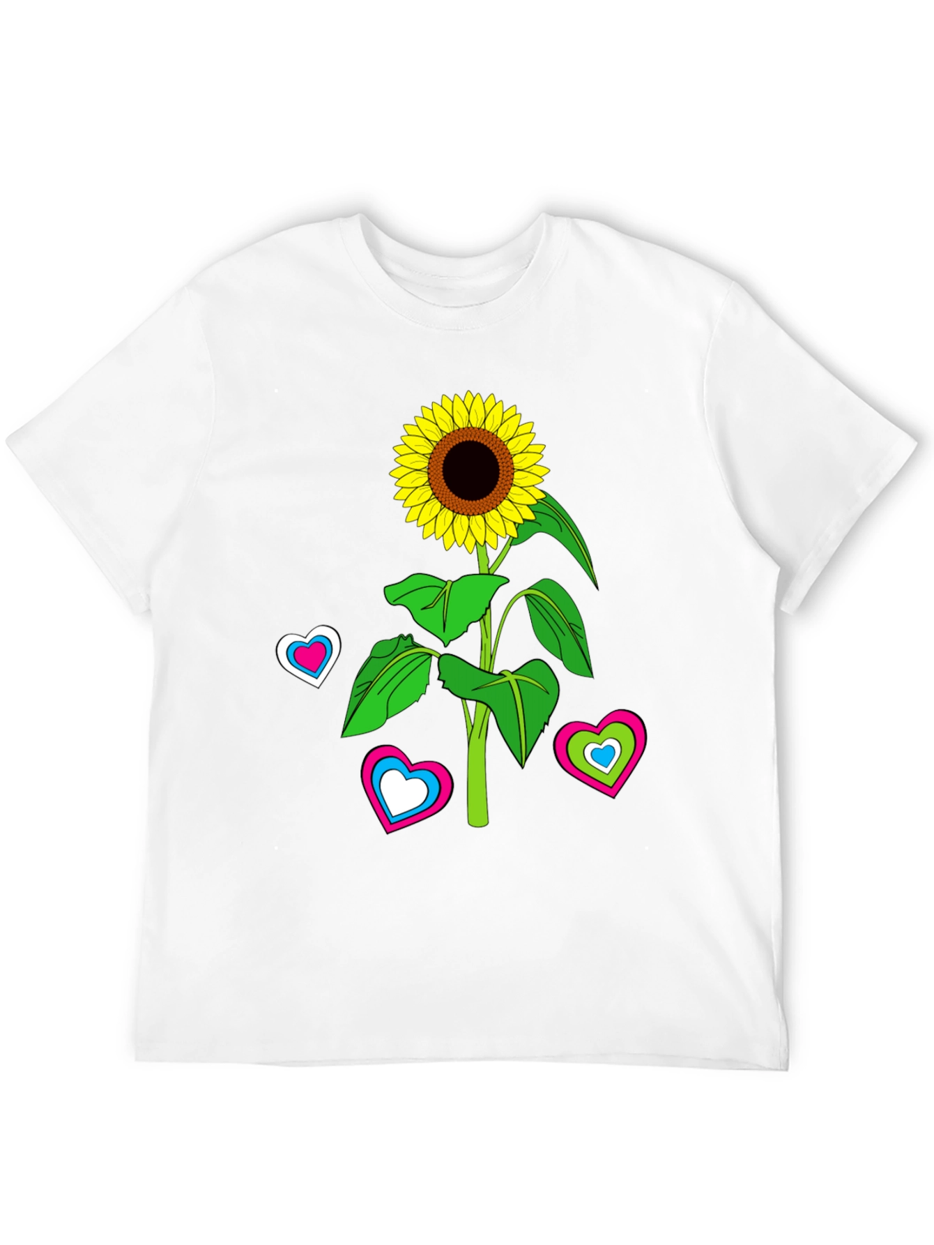 Sunflower Heart Graphic Tee - Black Cotton Blend T-Shirt