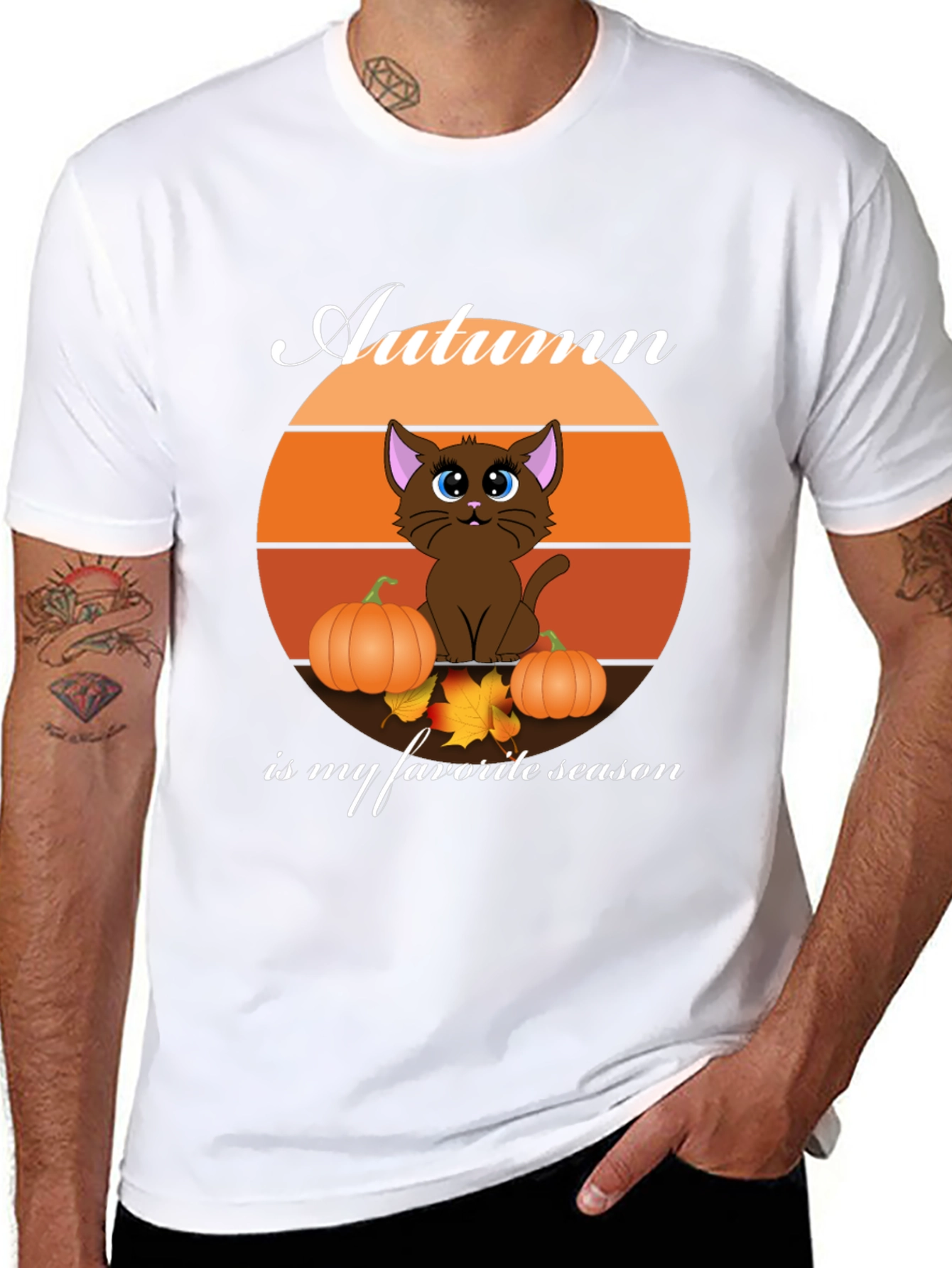 Autumn Cat T-Shirt - Fall Season Apparel