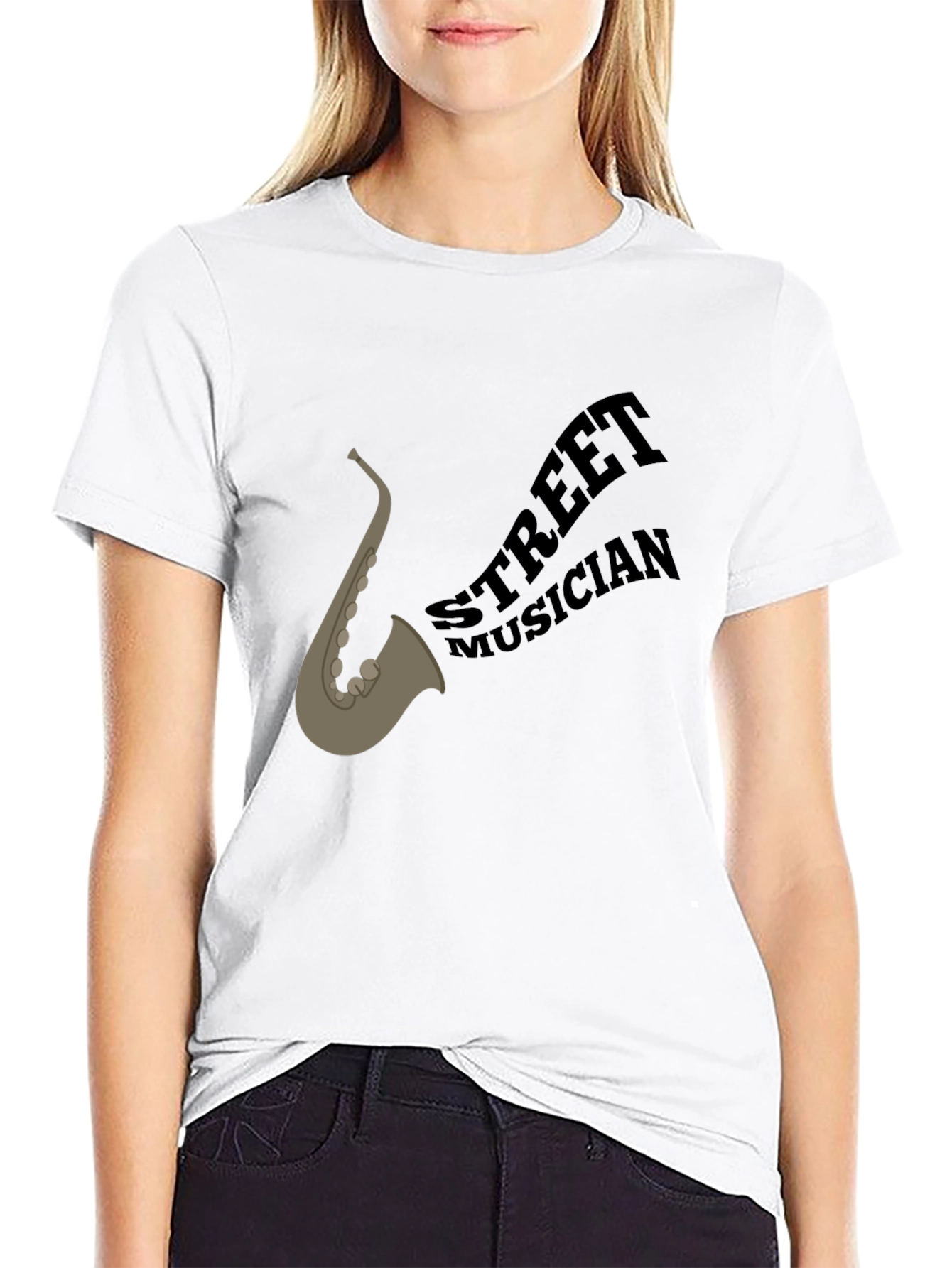 Street Musician Saxophone Graphic Black Tee