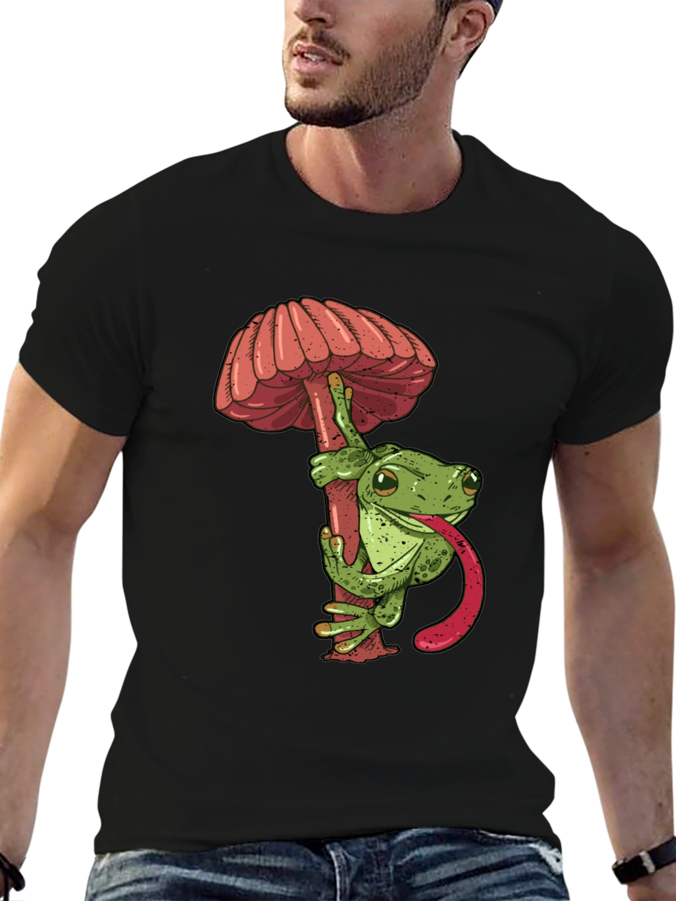 Frog & Mushroom Graphic Tee - Cool Unique Design!