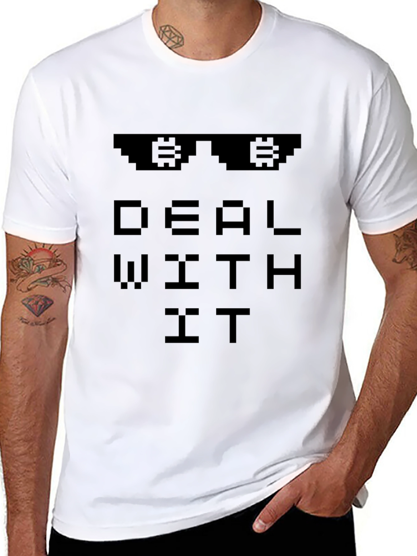 Deal With It Bitcoin Pixel T-Shirt