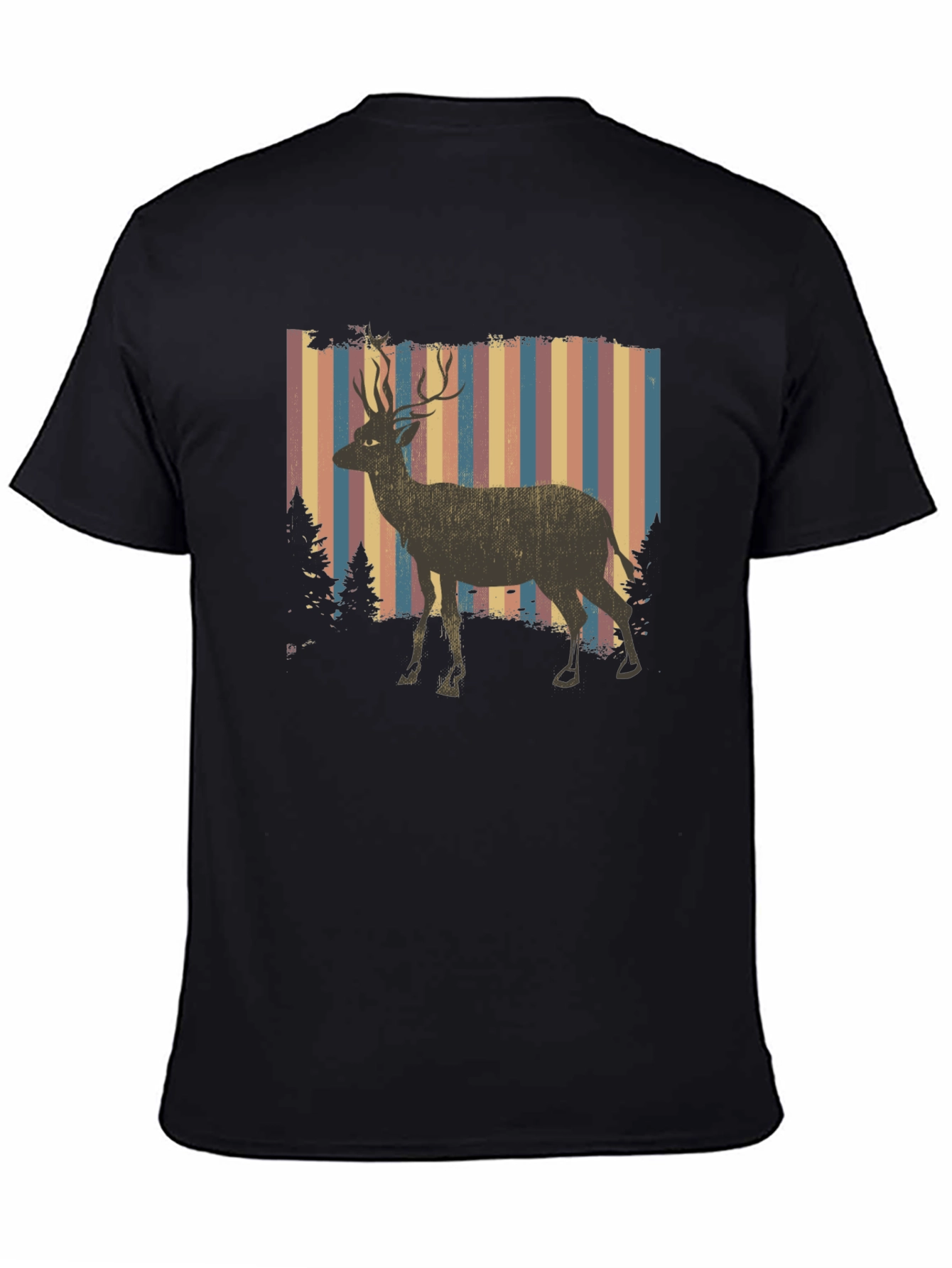 Retro Deer Graphic Tee - Black