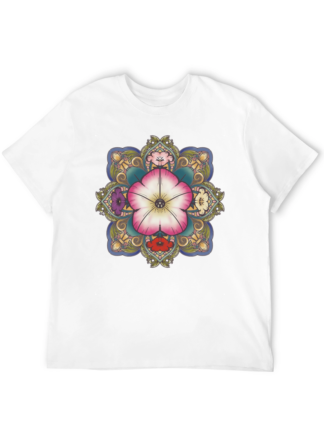 Floral Mandala Graphic T-Shirt - Black