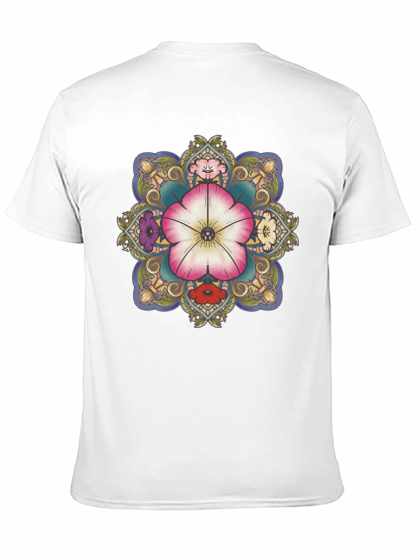 Floral Mandala Graphic T-Shirt - Black