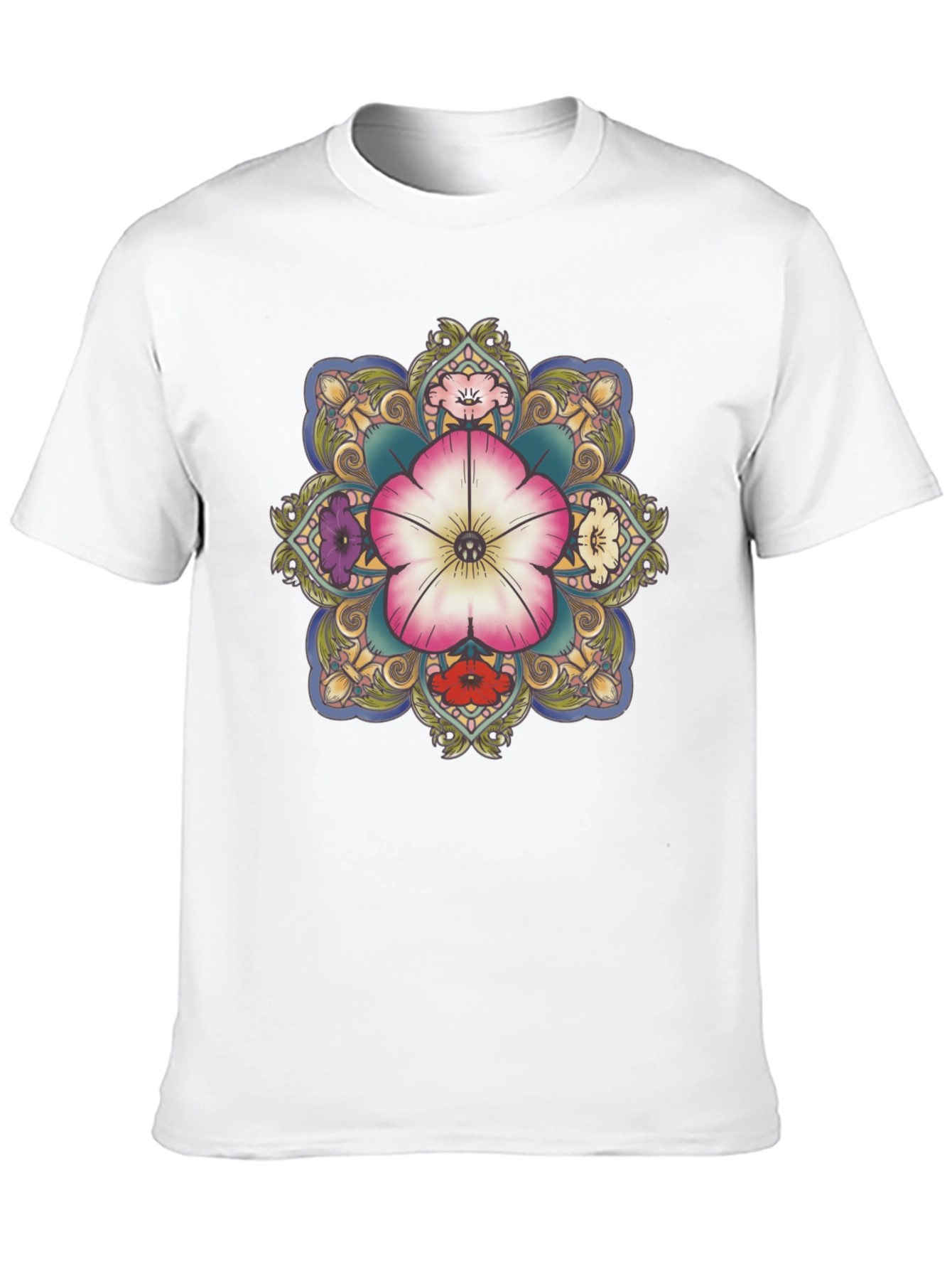 Floral Mandala Graphic T-Shirt - Black