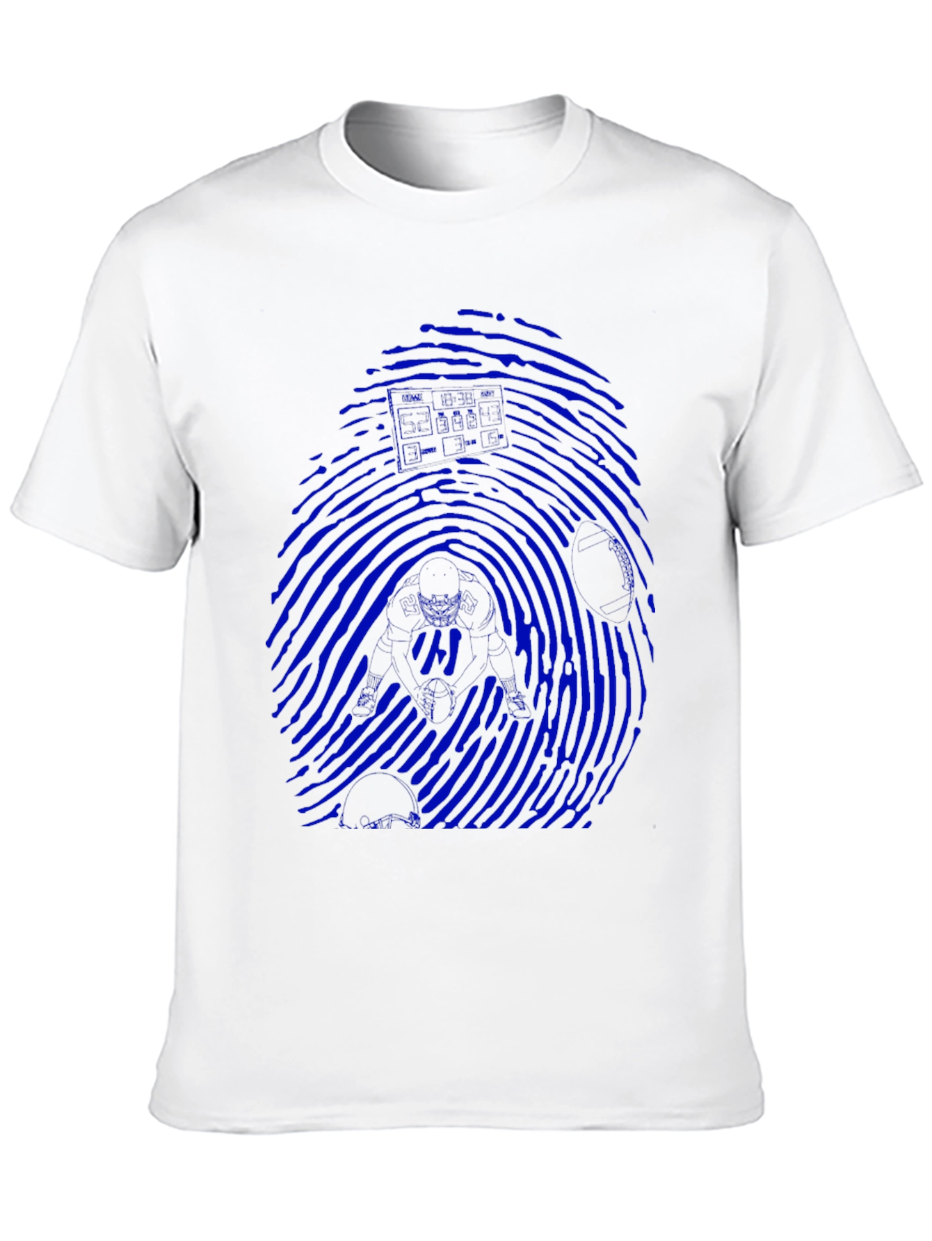 Blue Fingerprint Graphic Black T-Shirt