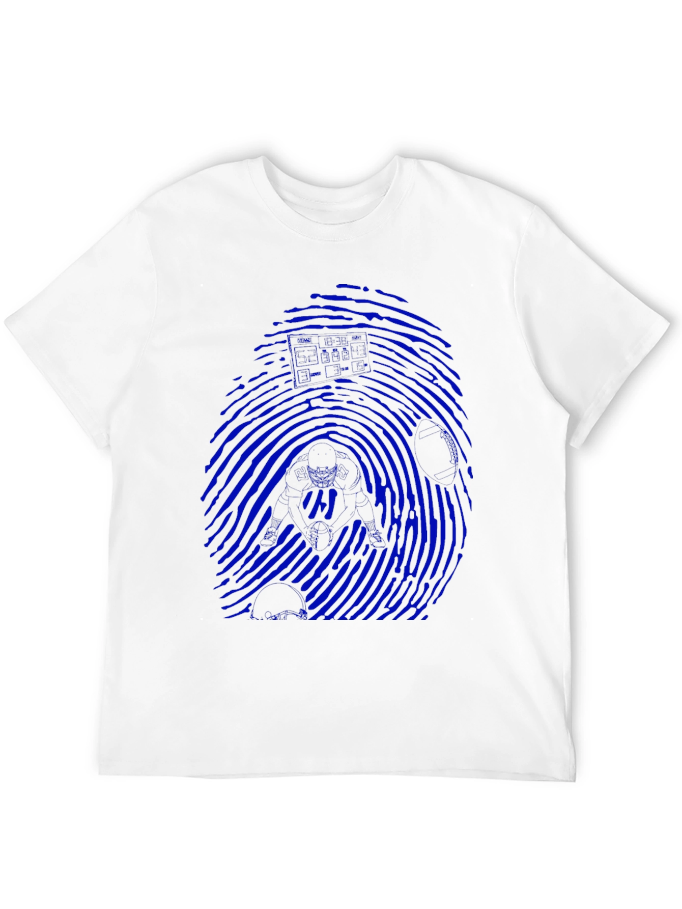 Blue Fingerprint Graphic Black T-Shirt