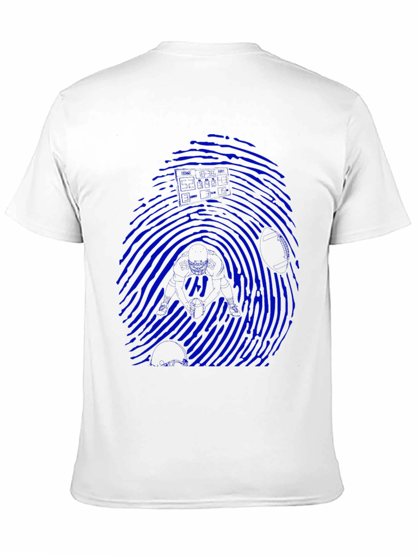 Blue Fingerprint Graphic Black T-Shirt