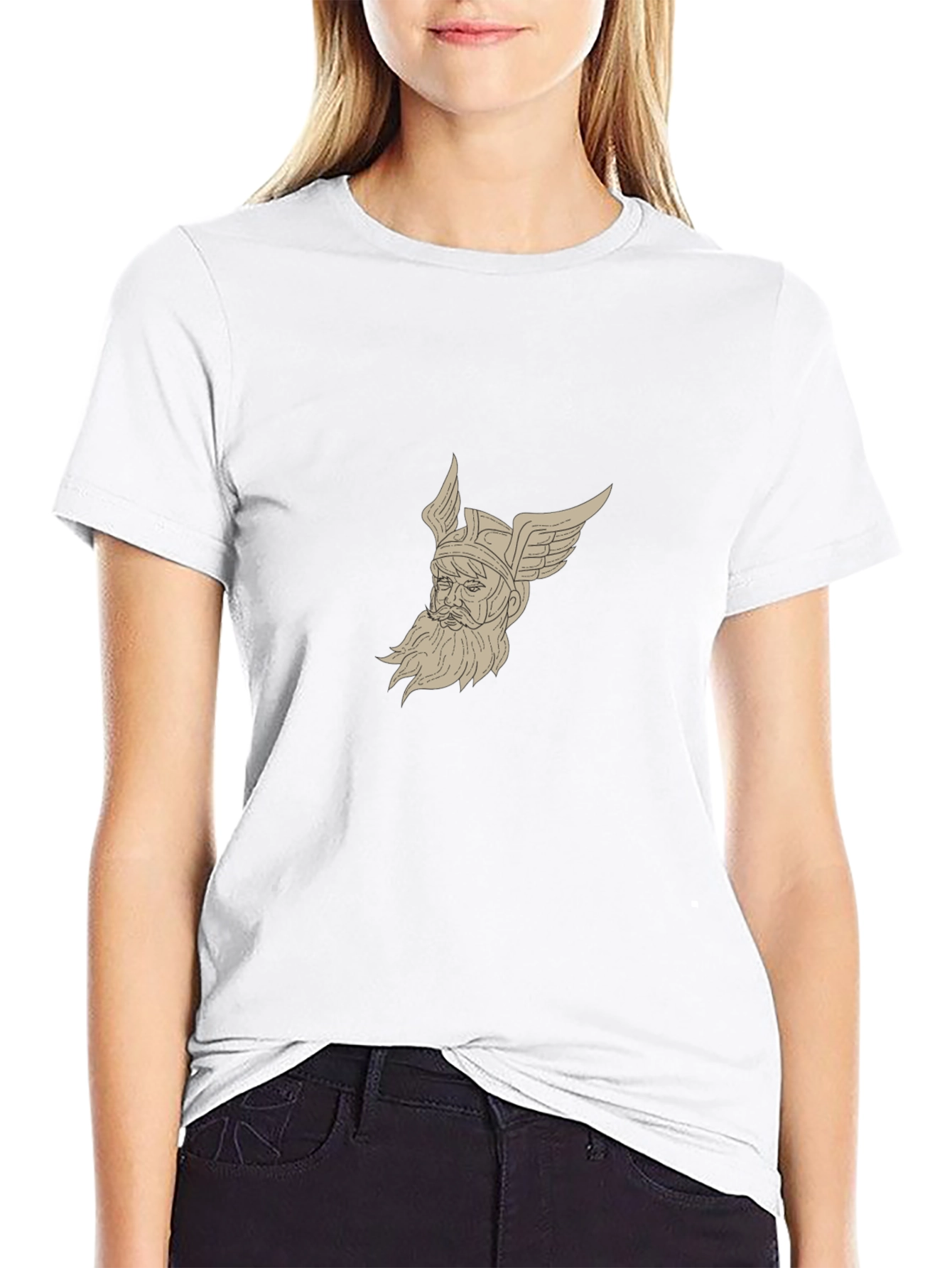 Viking Warrior Graphic Tee - Black Cotton Blend