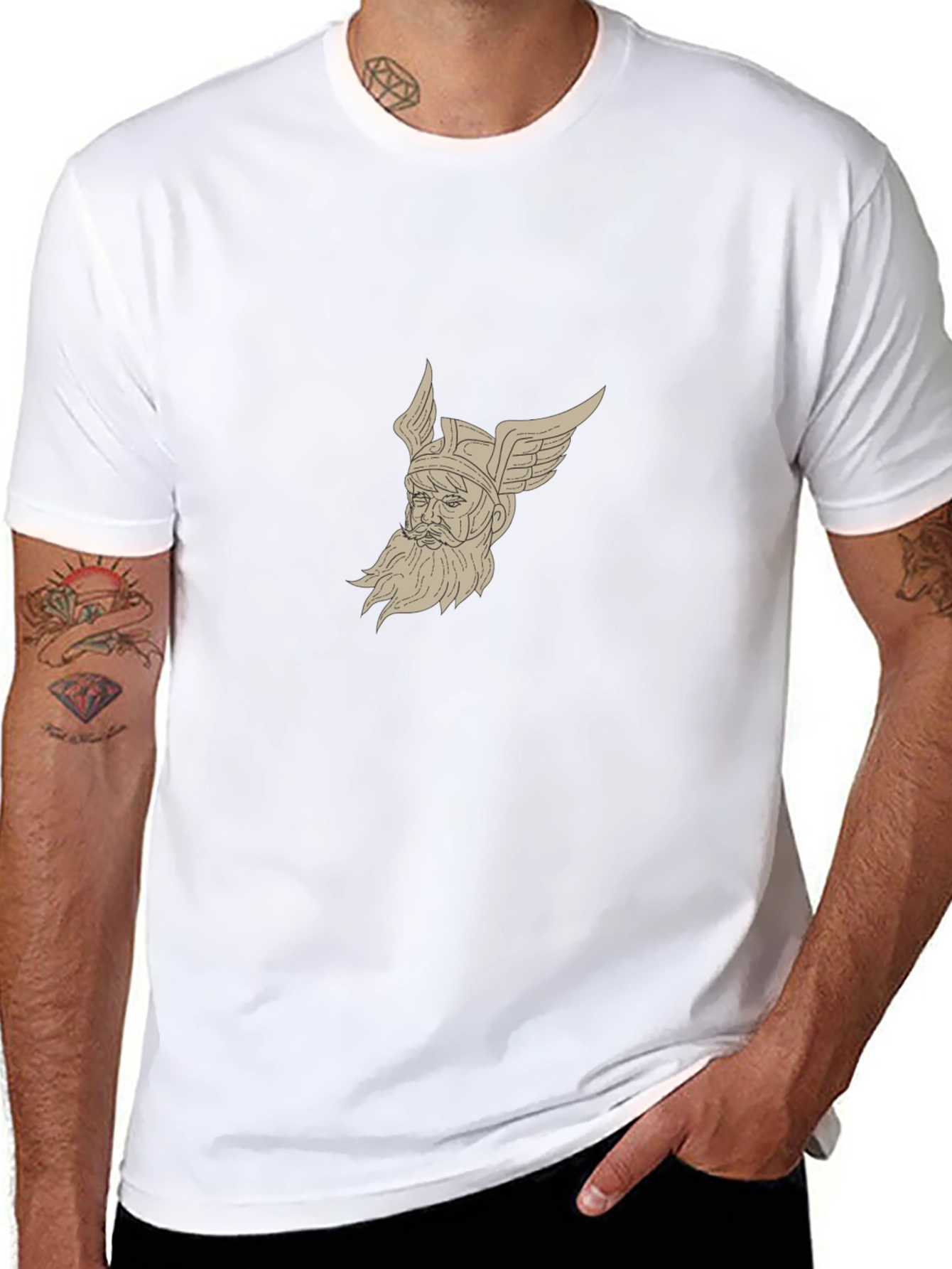 Viking Warrior Graphic Tee - Black Cotton Blend