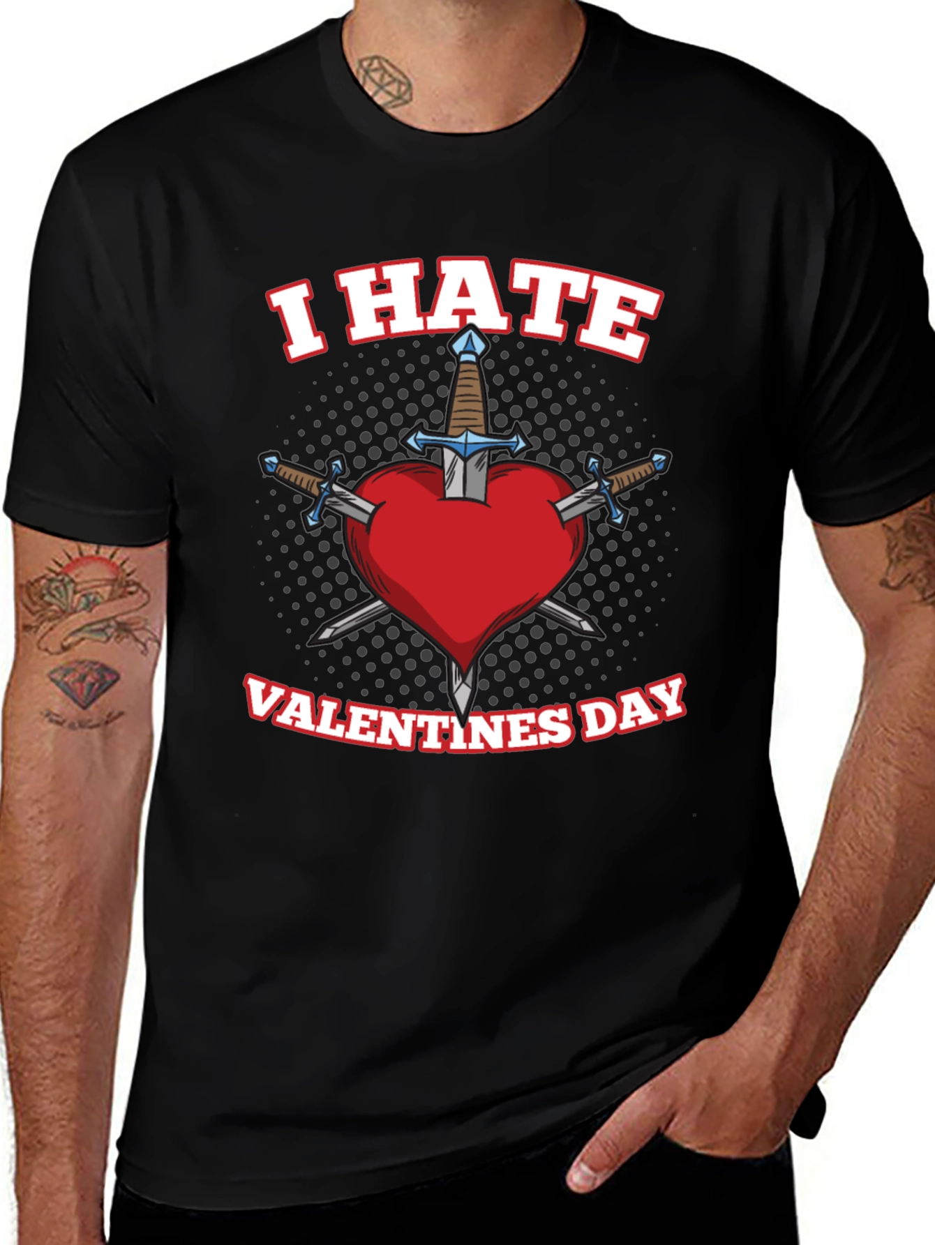 I Hate Valentines Day Heart Sword T-Shirt