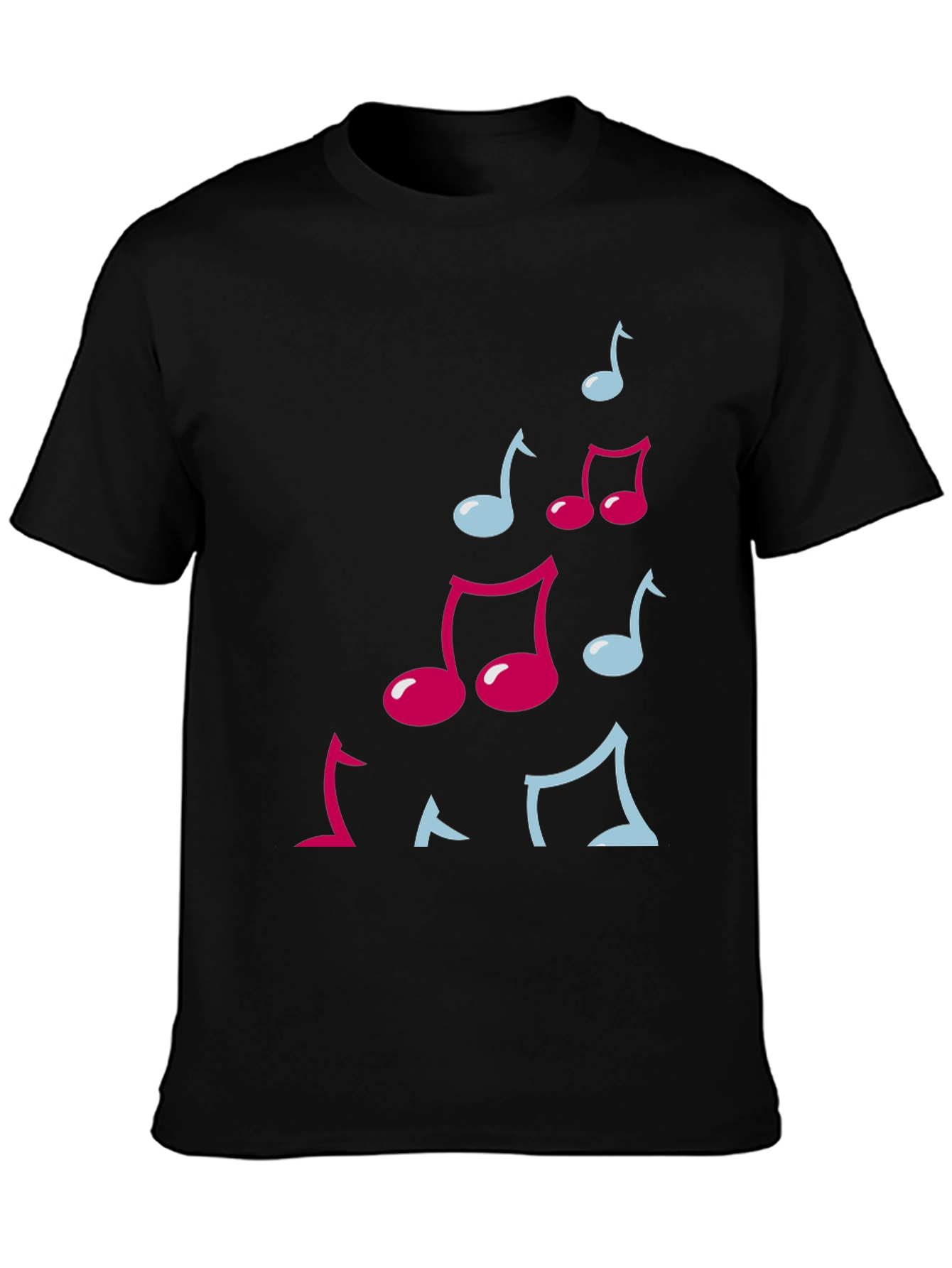 Musical Notes Graphic Black T-Shirt