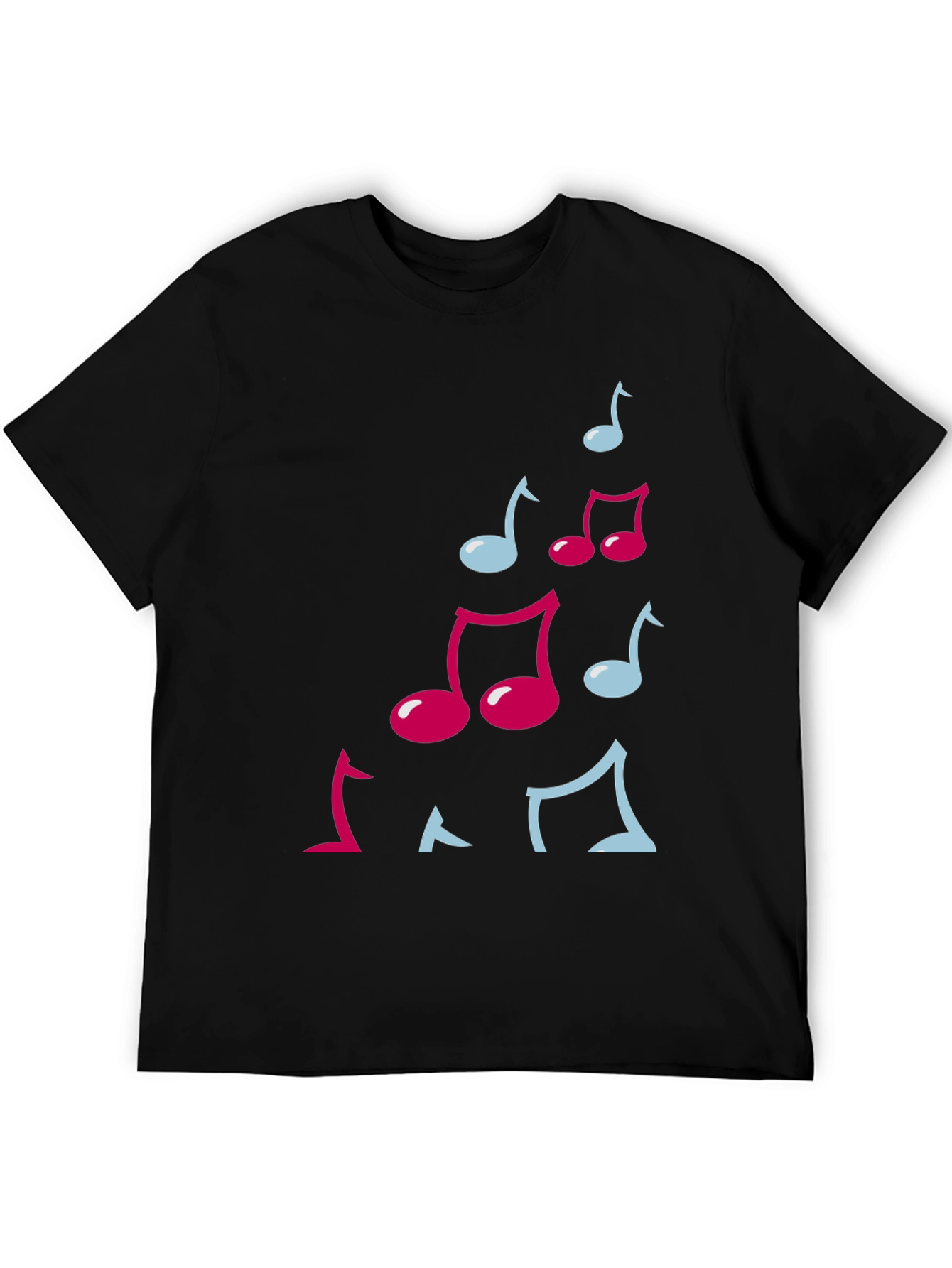Musical Notes Graphic Black T-Shirt