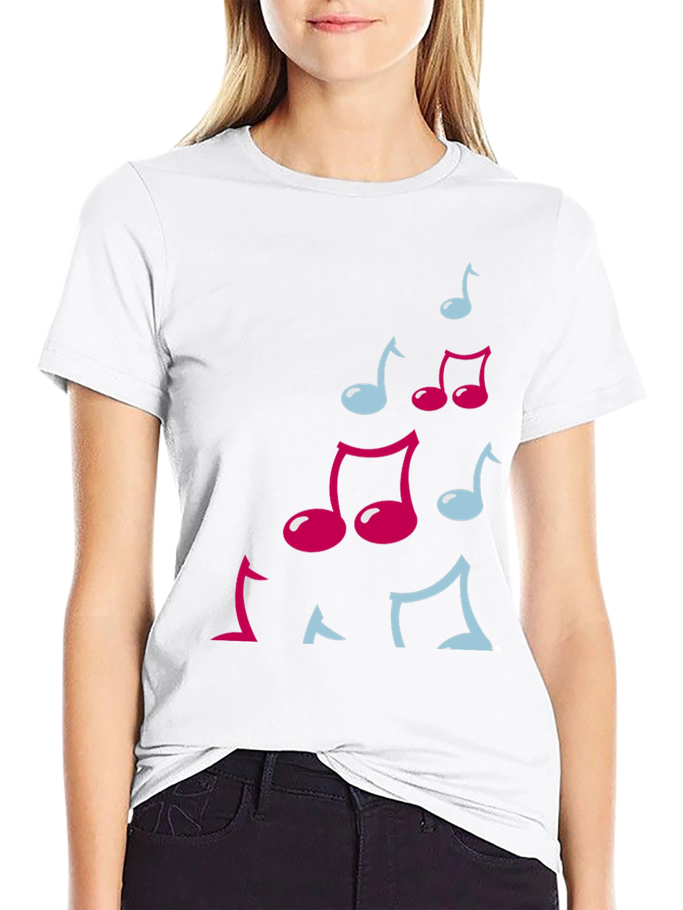 Musical Notes Graphic Black T-Shirt