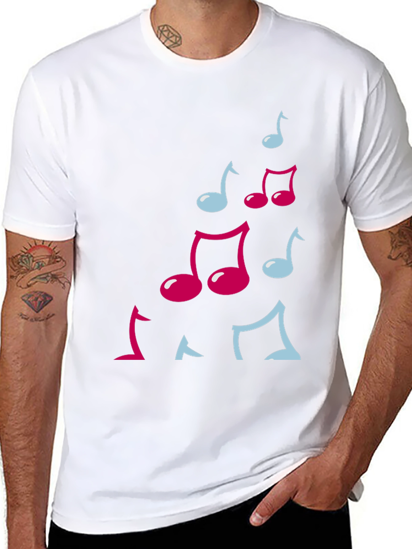 Musical Notes Graphic Black T-Shirt