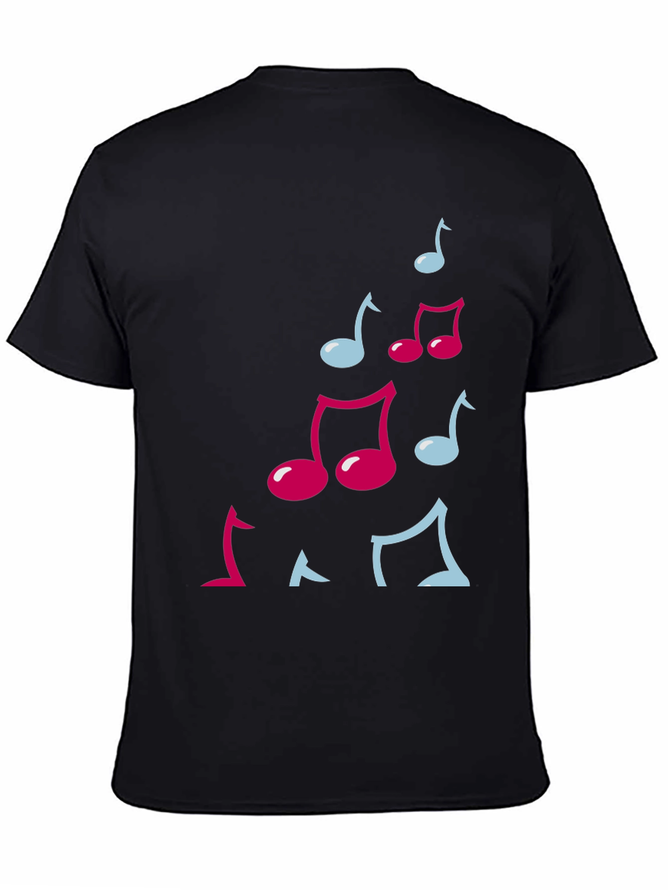 Musical Notes Graphic Black T-Shirt