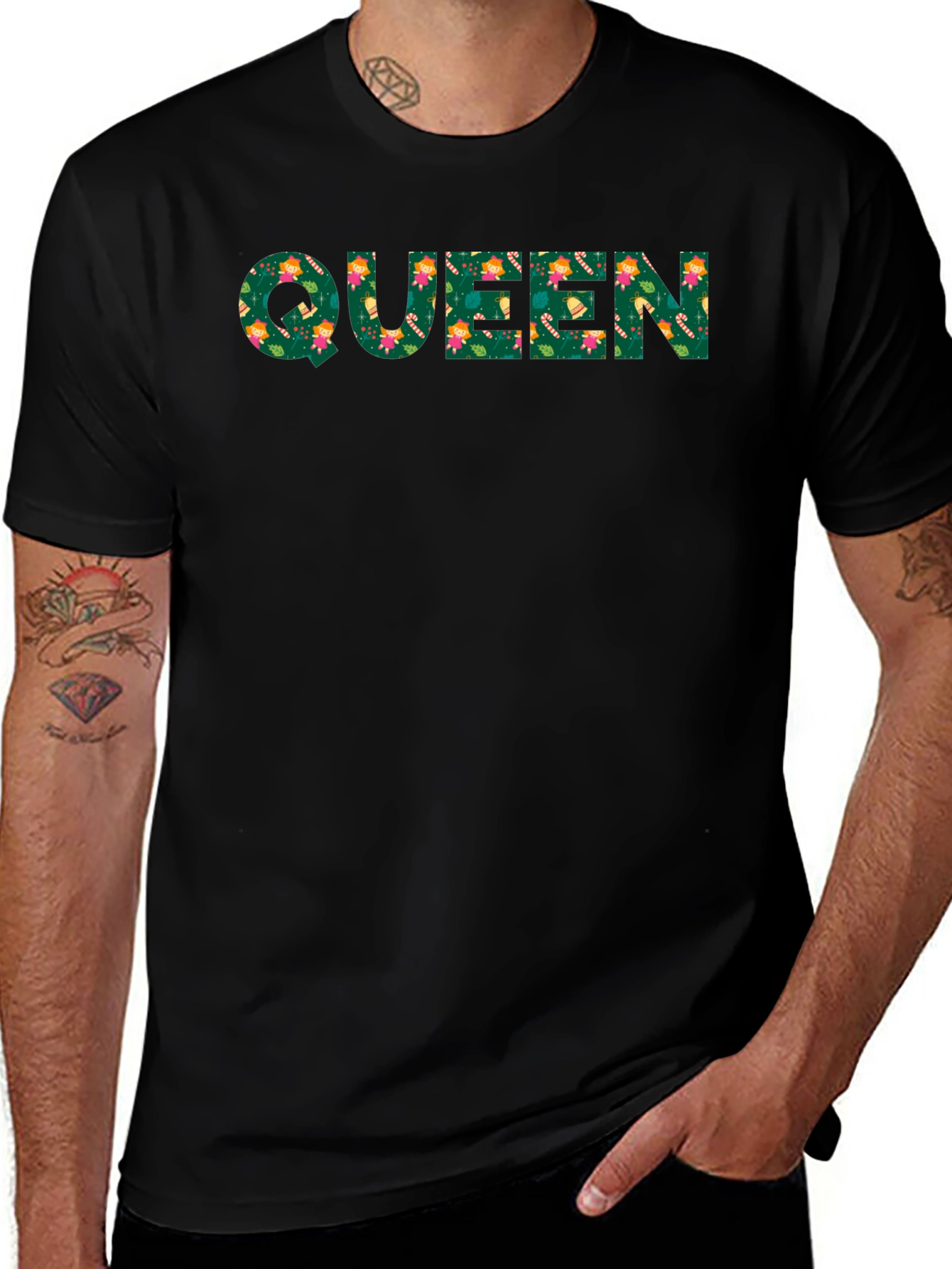Queen Floral Print Black T-Shirt