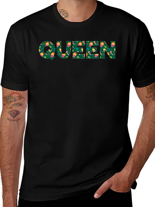 Queen Floral Print Black T-Shirt