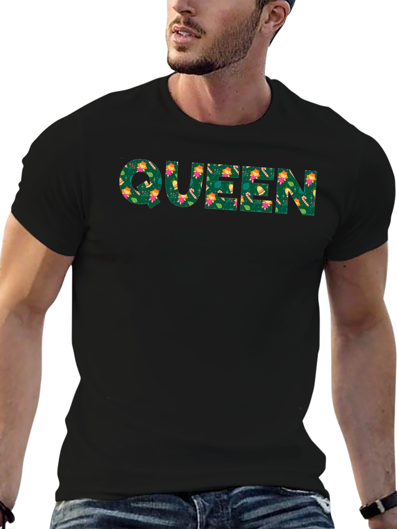 Queen Floral Print Black T-Shirt