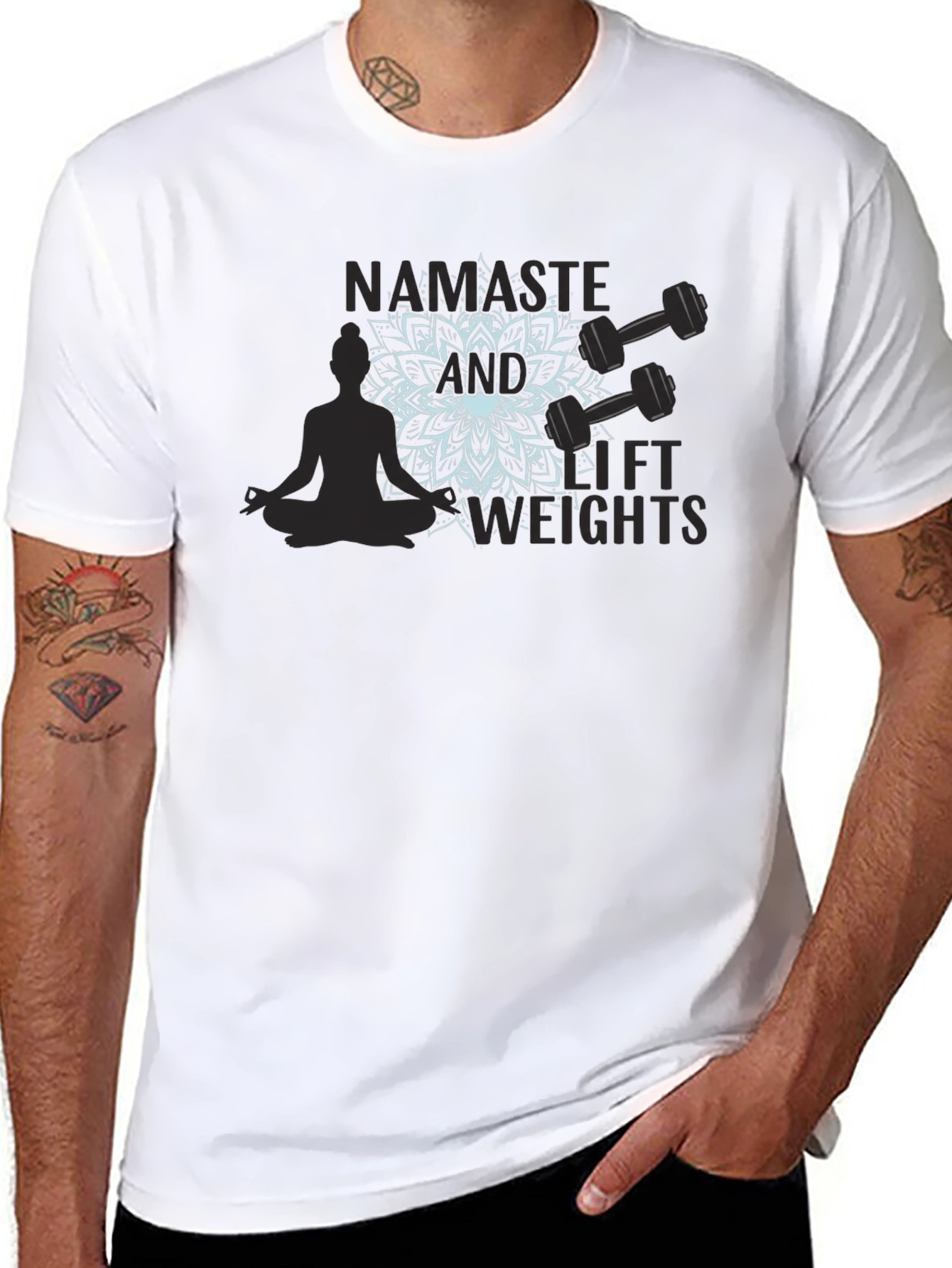 Namaste & Lift Weights Graphic T-Shirt