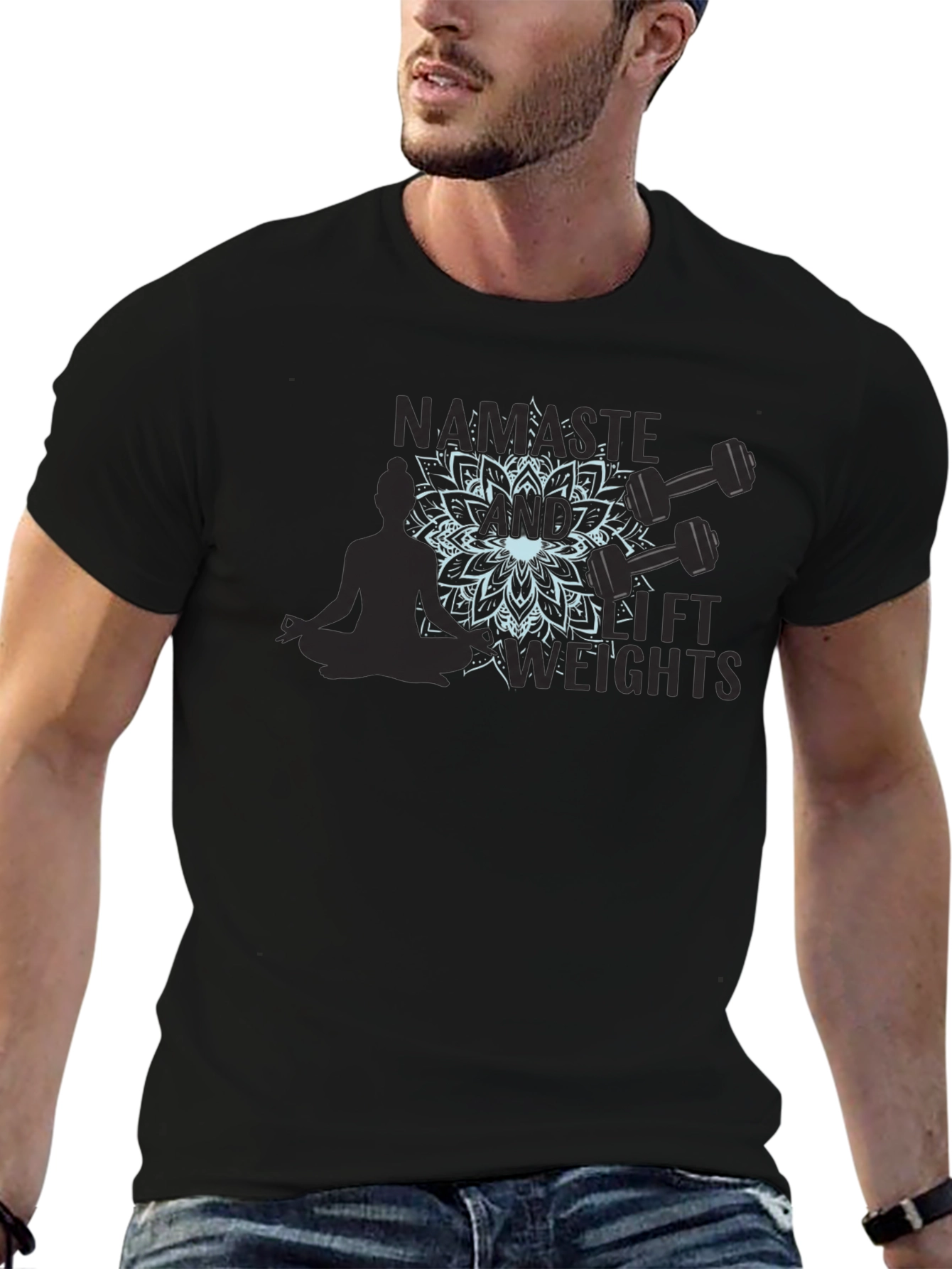 Namaste & Lift Weights Graphic T-Shirt