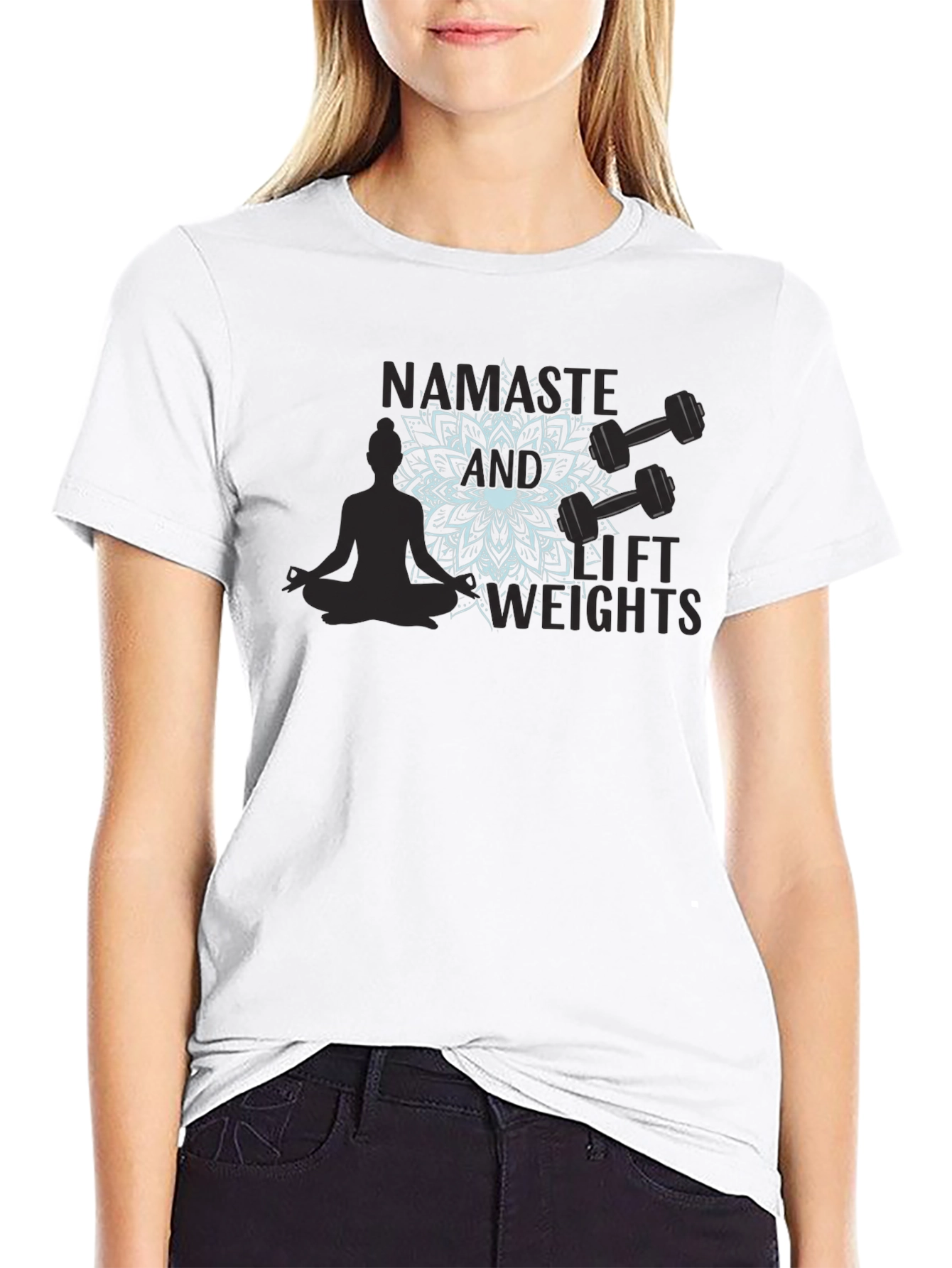 Namaste & Lift Weights Graphic T-Shirt