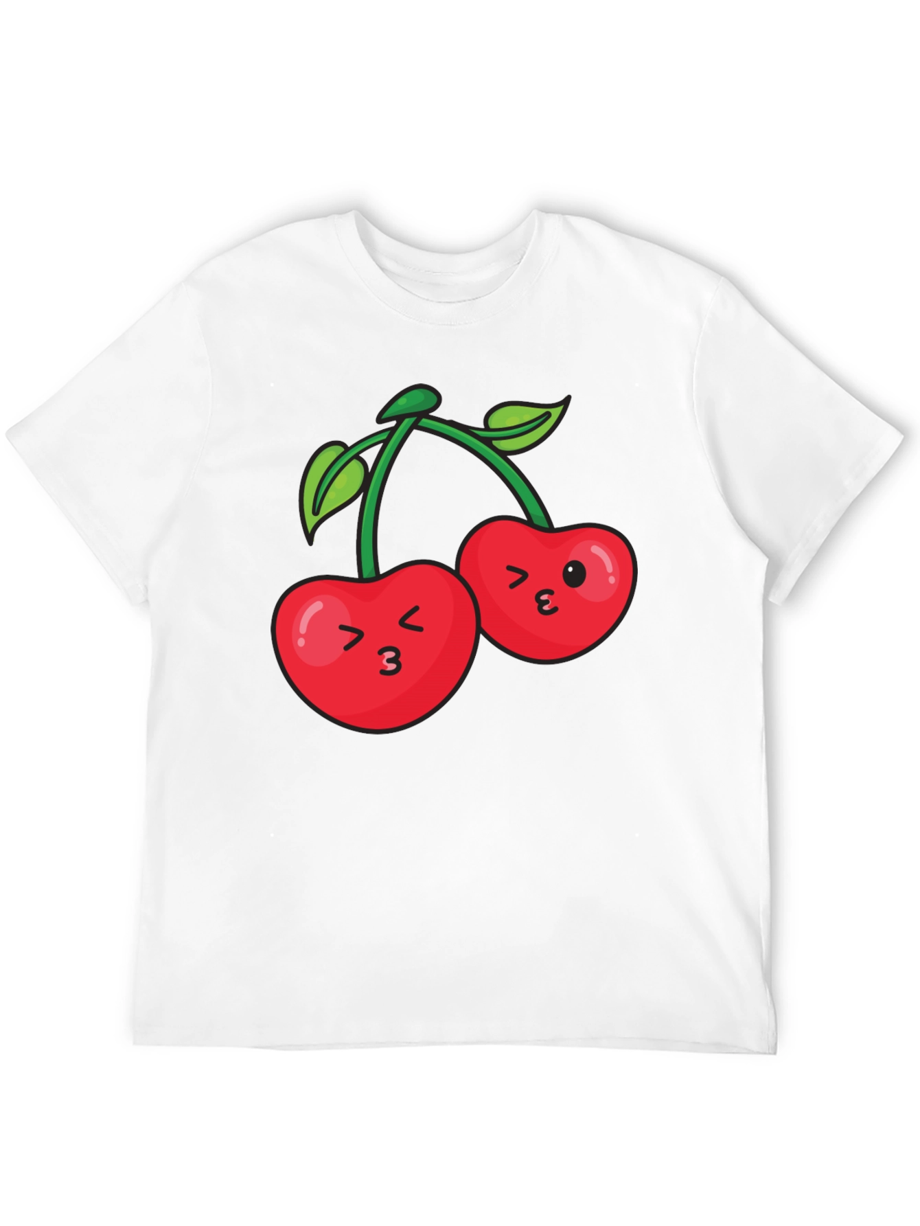 Cute Cherry Face Black T-Shirt