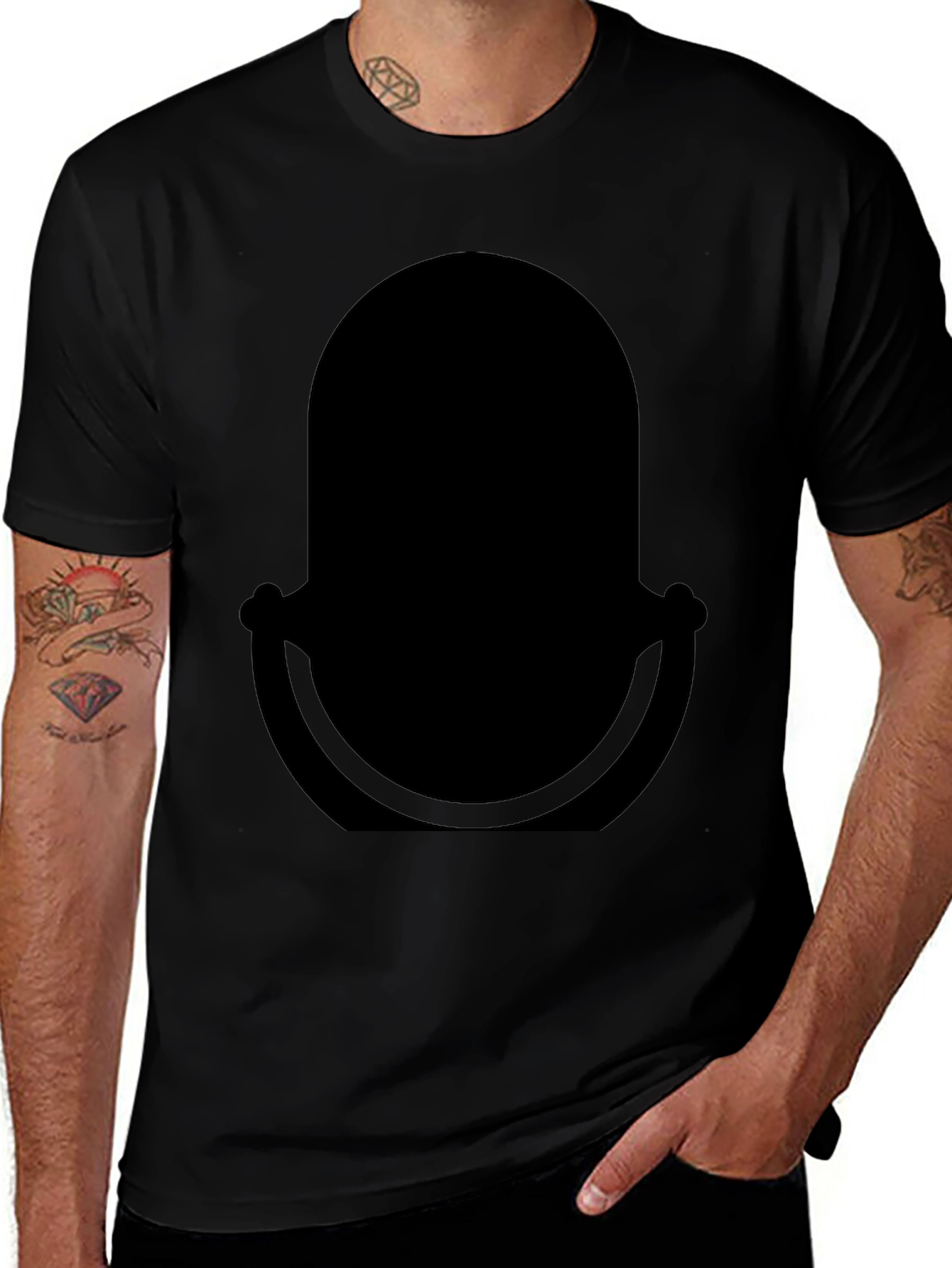Classic Black T-Shirt with Retro Microphone Design