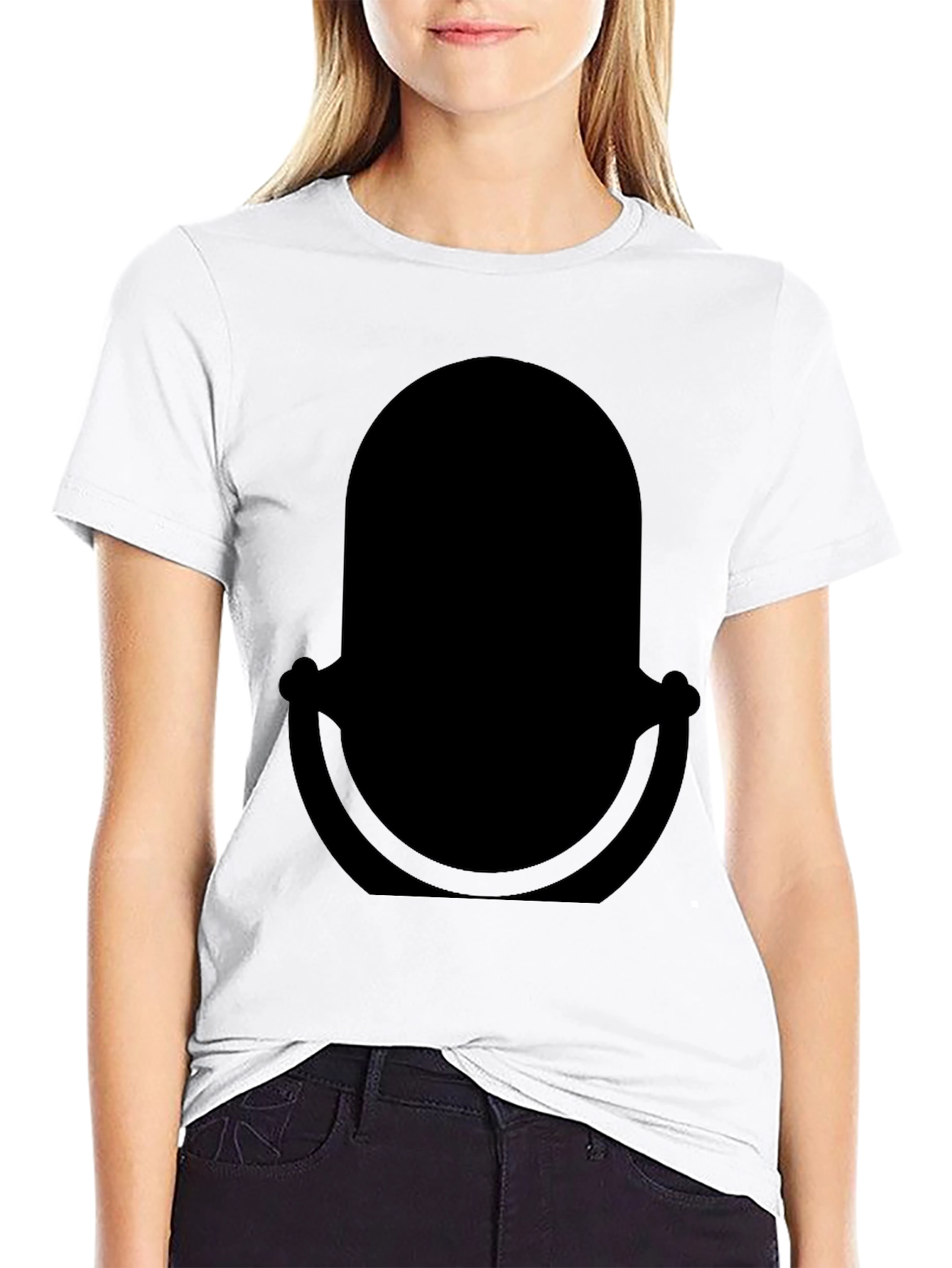 Classic Black T-Shirt with Retro Microphone Design
