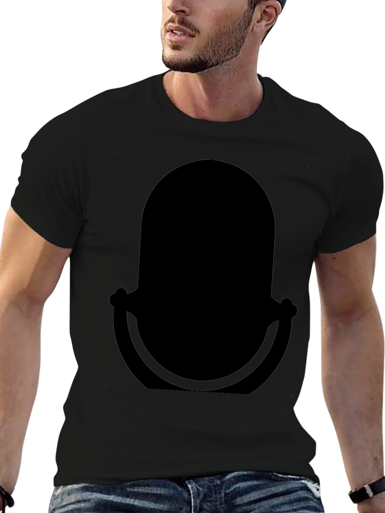 Classic Black T-Shirt with Retro Microphone Design