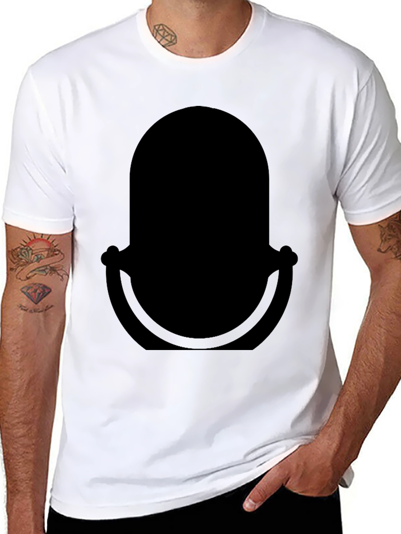 Classic Black T-Shirt with Retro Microphone Design