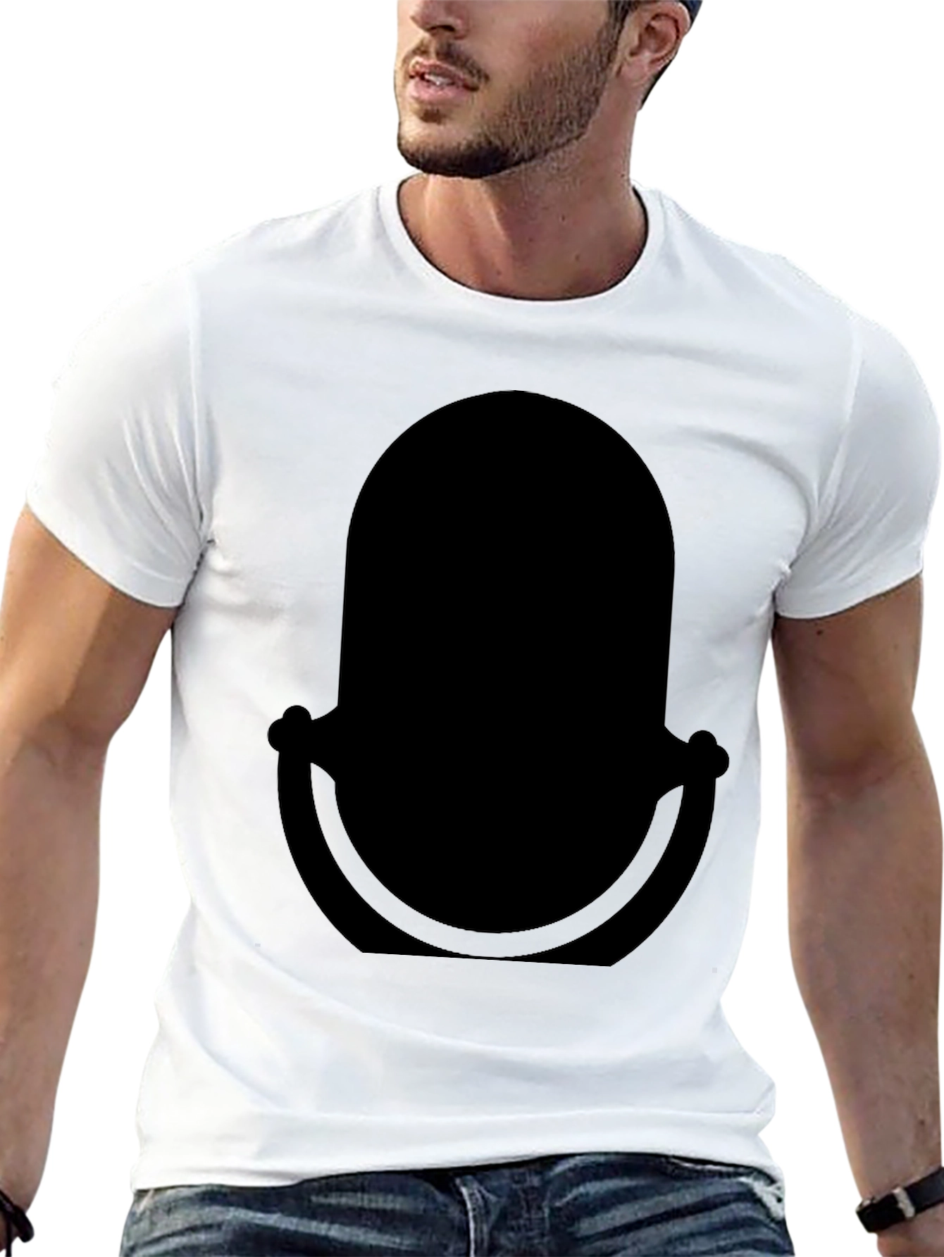 Classic Black T-Shirt with Retro Microphone Design