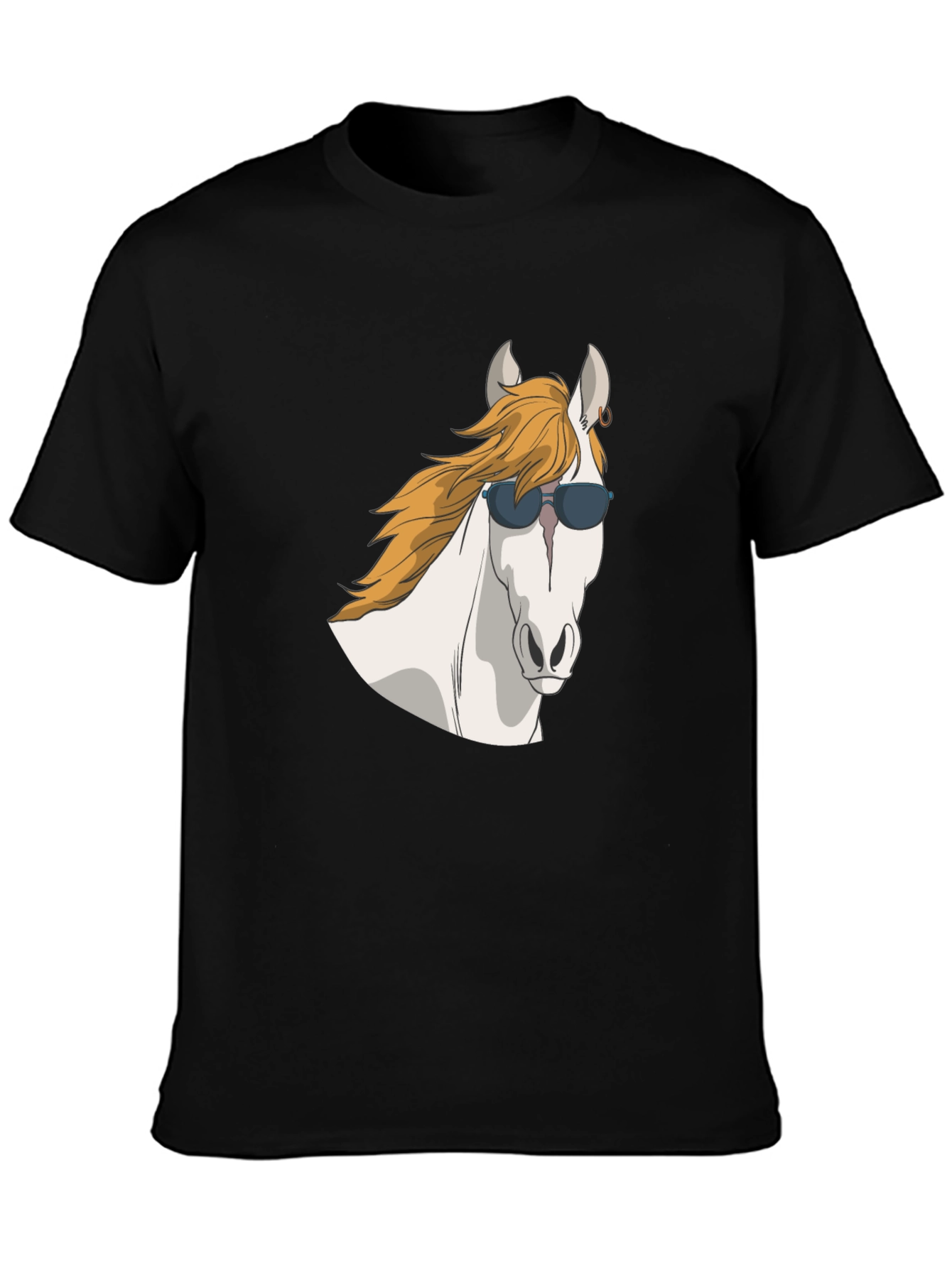 Cool Horse Graphic Tee - Black Cotton T-Shirt