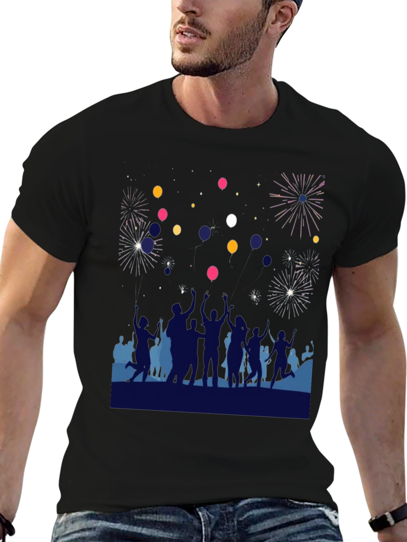 Celebration T-Shirt - Fireworks & Balloons