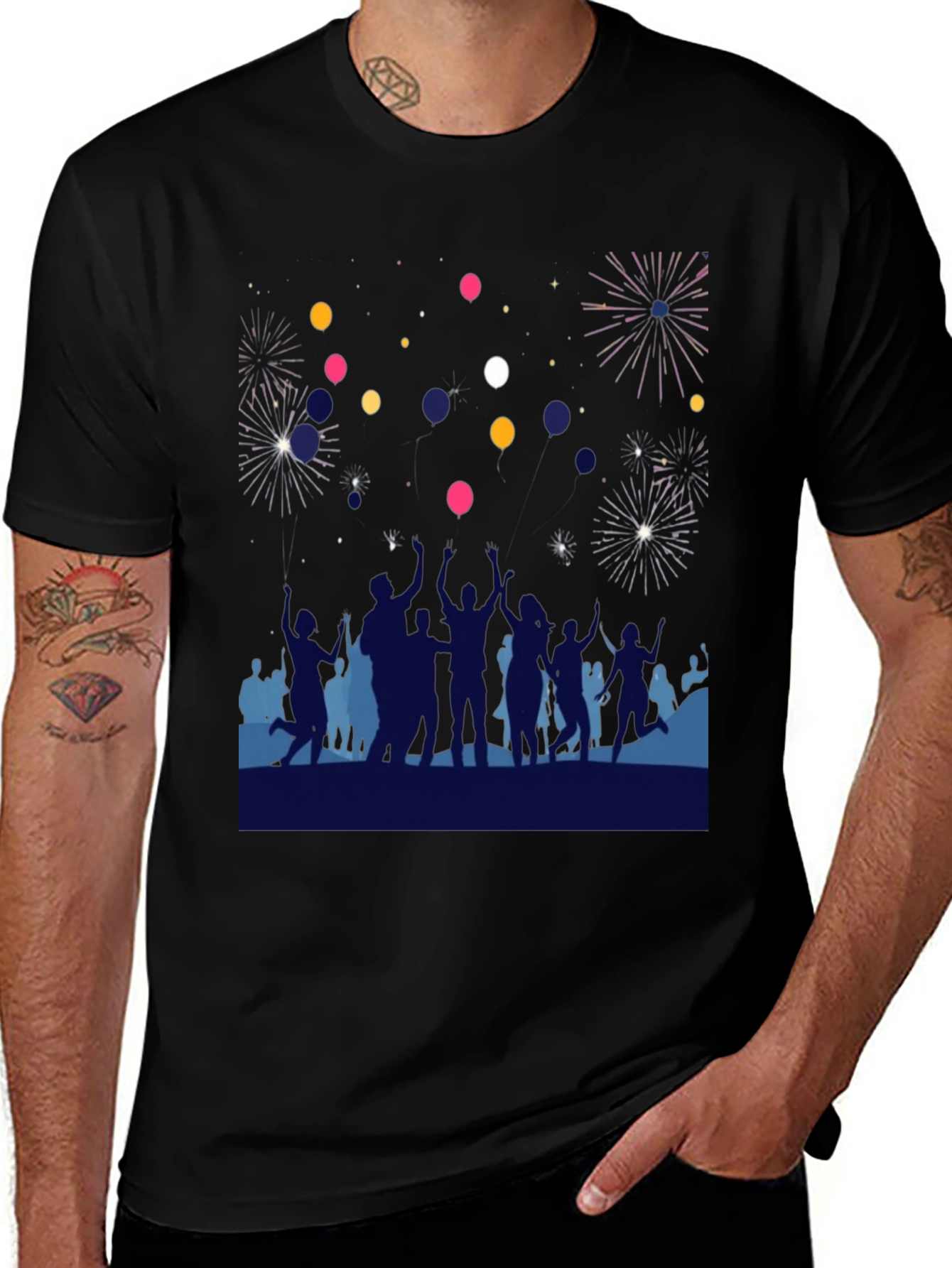 Celebration T-Shirt - Fireworks & Balloons