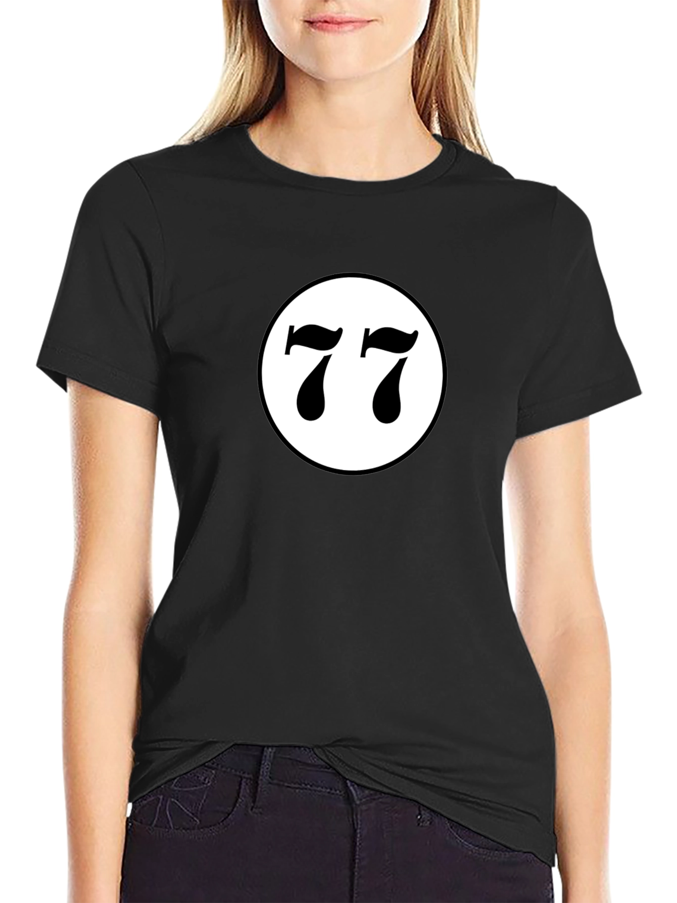 Lucky Number 77 Graphic T-Shirt - Black