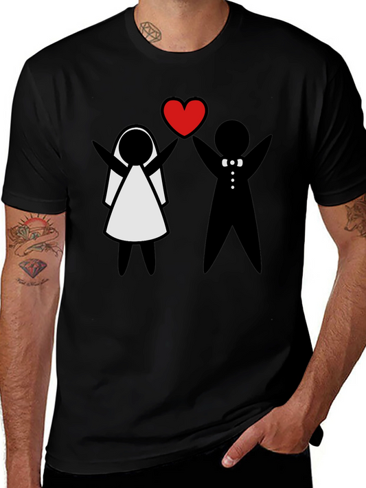 Bride and Groom Heart T-Shirt - Cute Wedding Tee