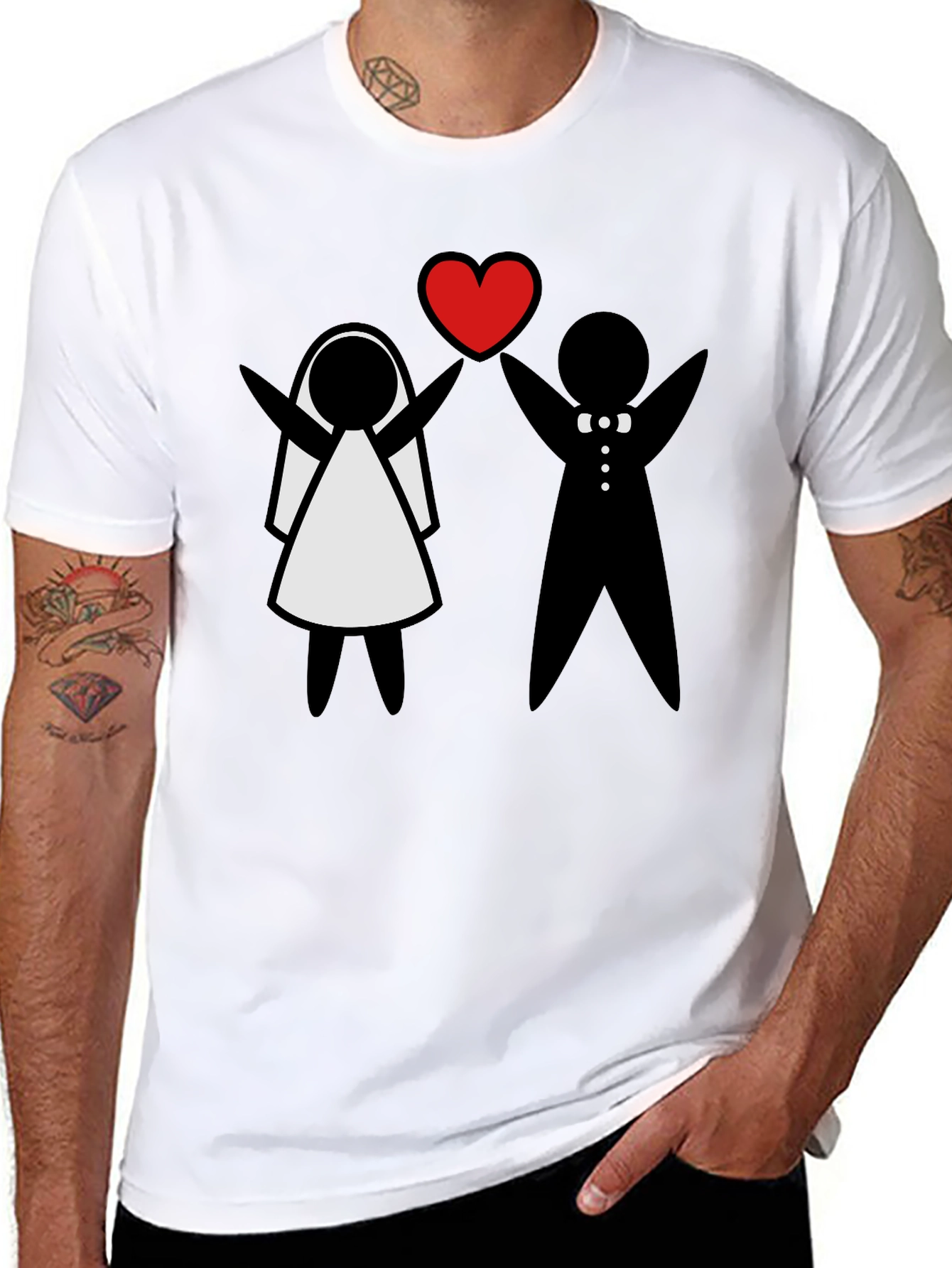 Bride and Groom Heart T-Shirt - Cute Wedding Tee