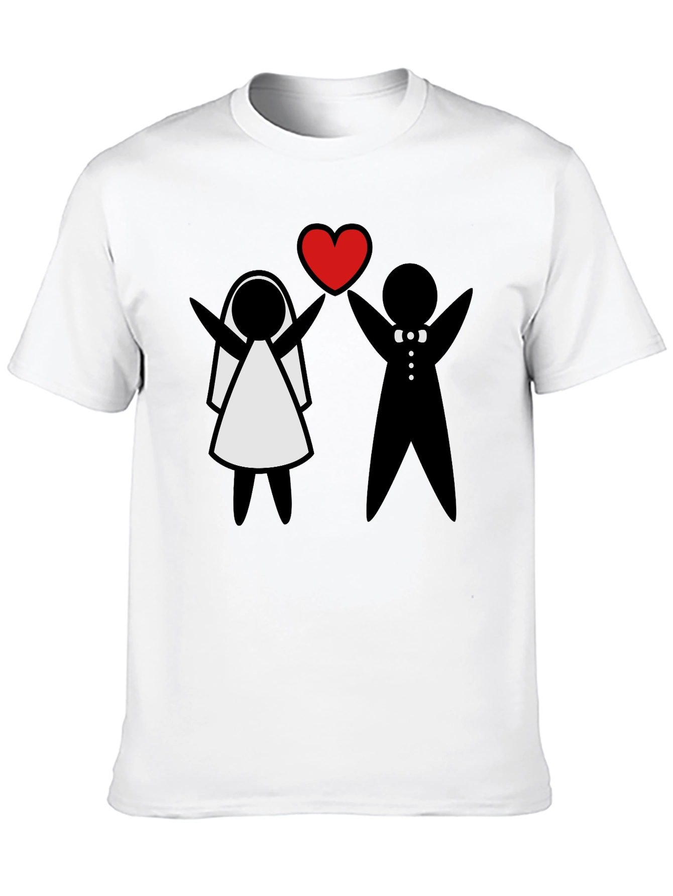 Bride and Groom Heart T-Shirt - Cute Wedding Tee