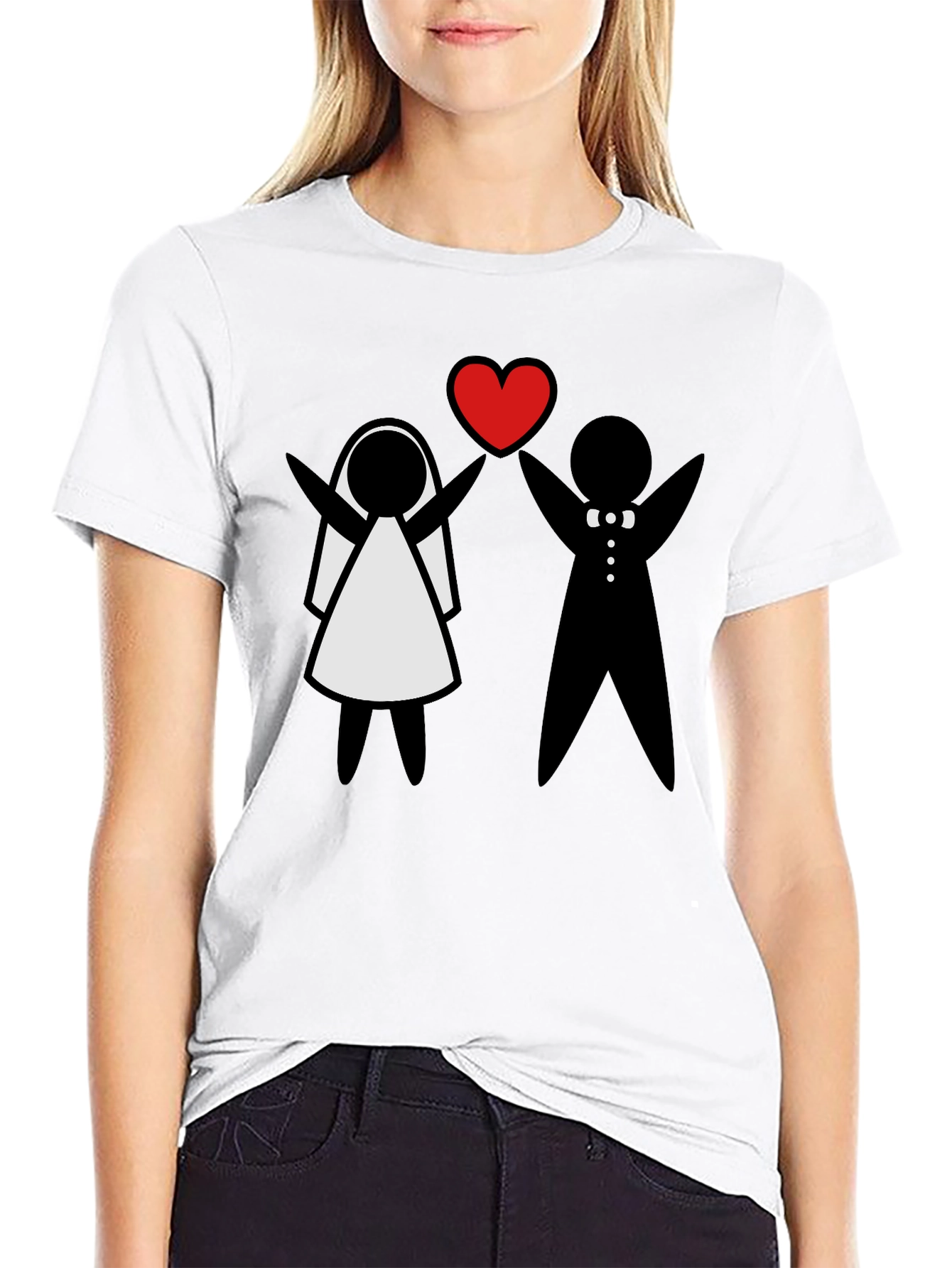 Bride and Groom Heart T-Shirt - Cute Wedding Tee