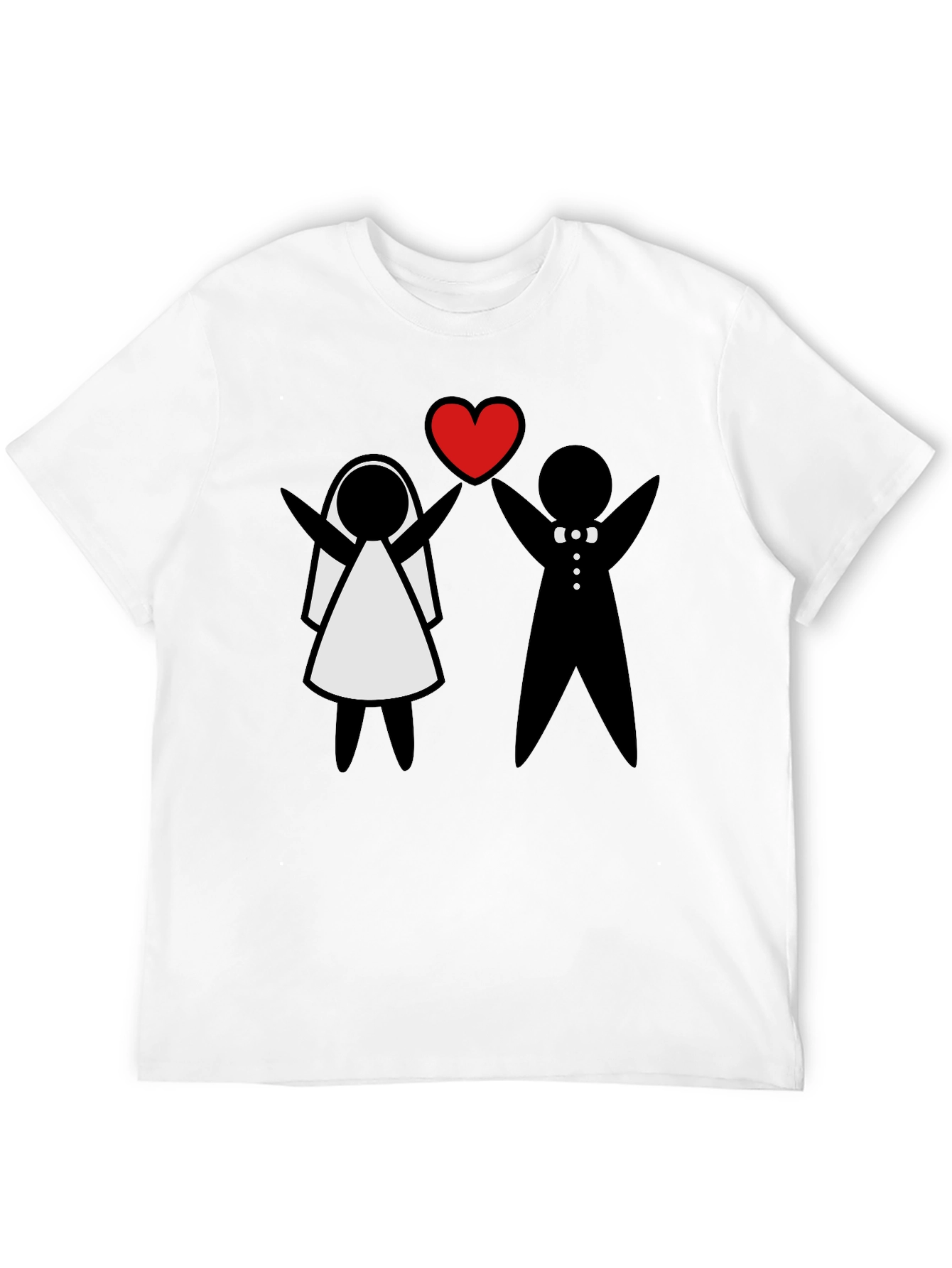 Bride and Groom Heart T-Shirt - Cute Wedding Tee