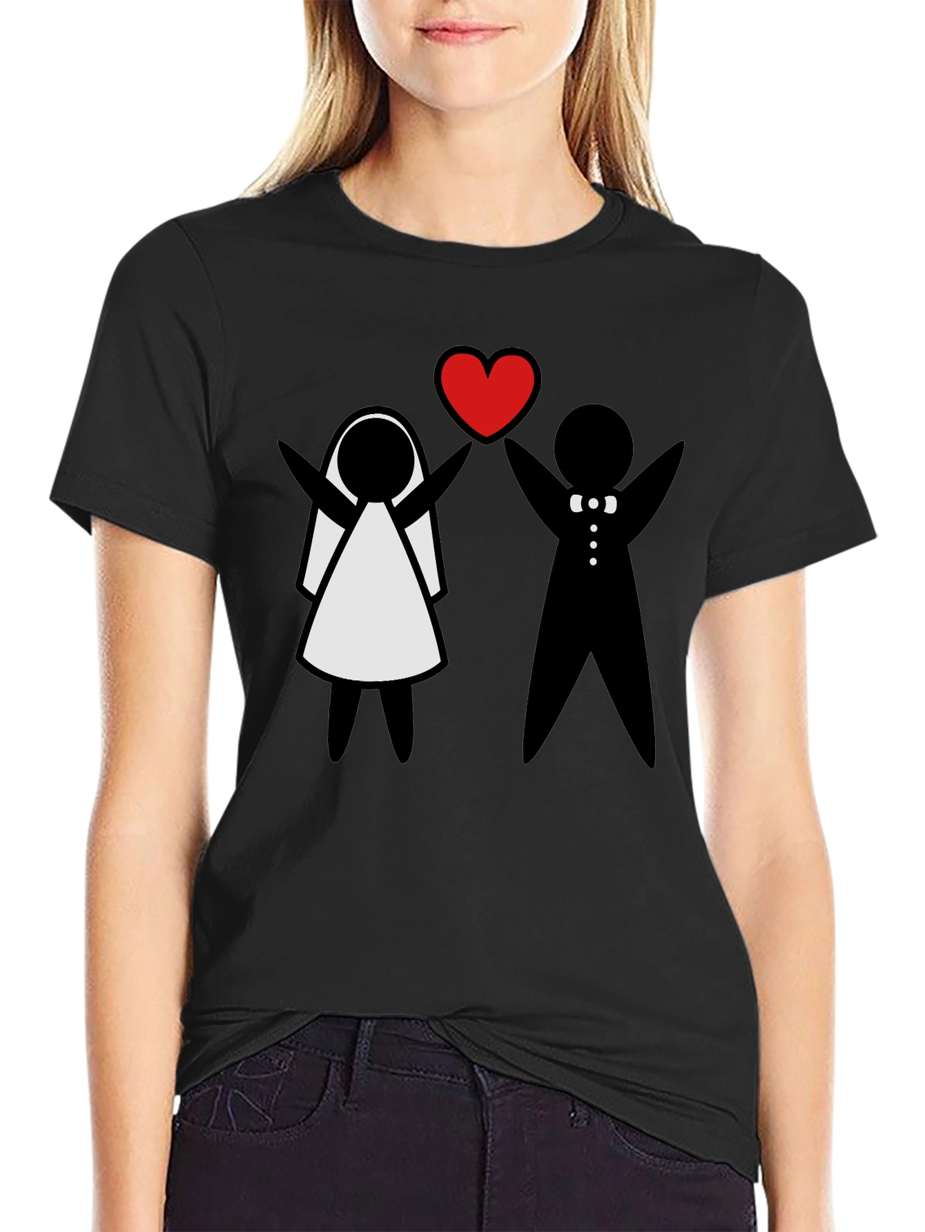 Bride and Groom Heart T-Shirt - Cute Wedding Tee