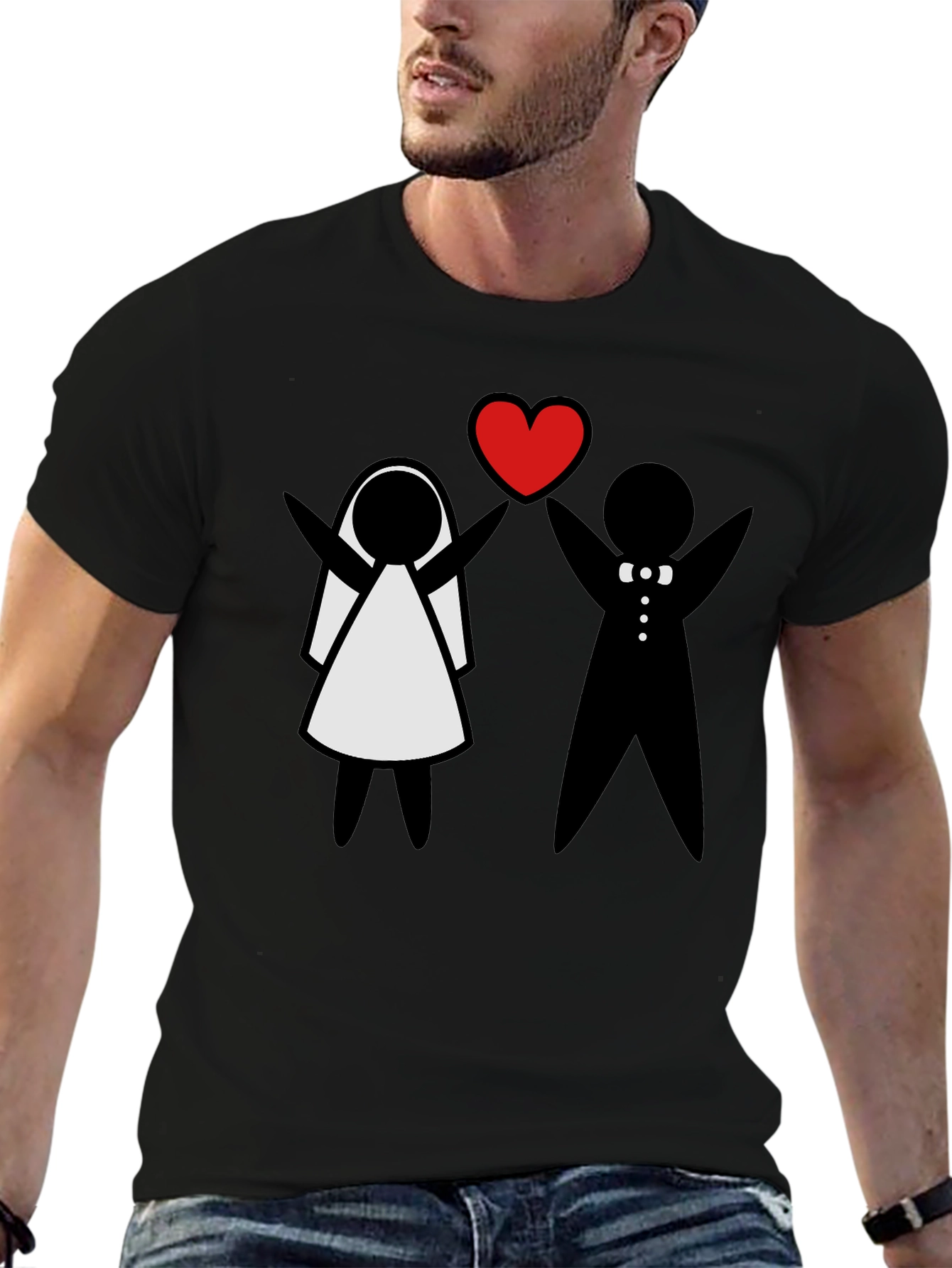Bride and Groom Heart T-Shirt - Cute Wedding Tee