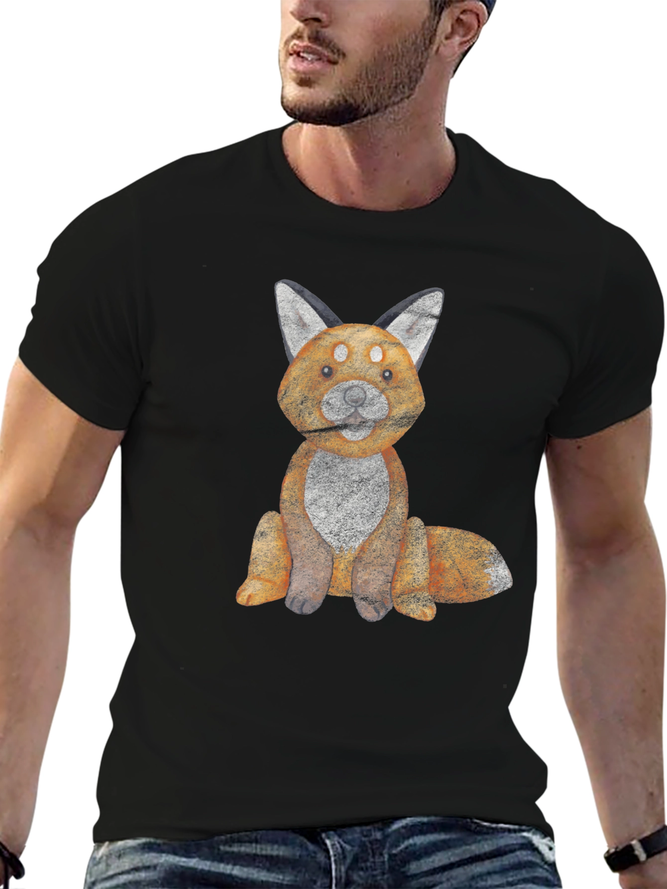 Fox Graphic Tee - Unisex Soft Cotton Black T-Shirt