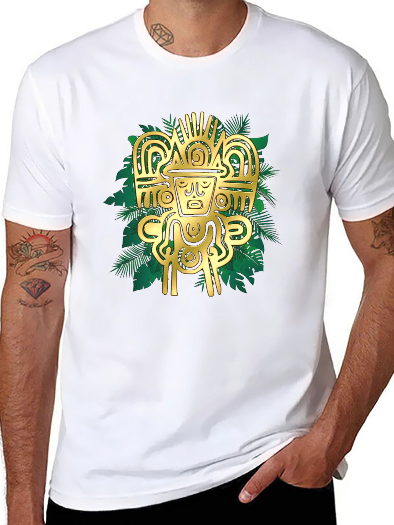 Aztec Gold Graphic Black T-Shirt