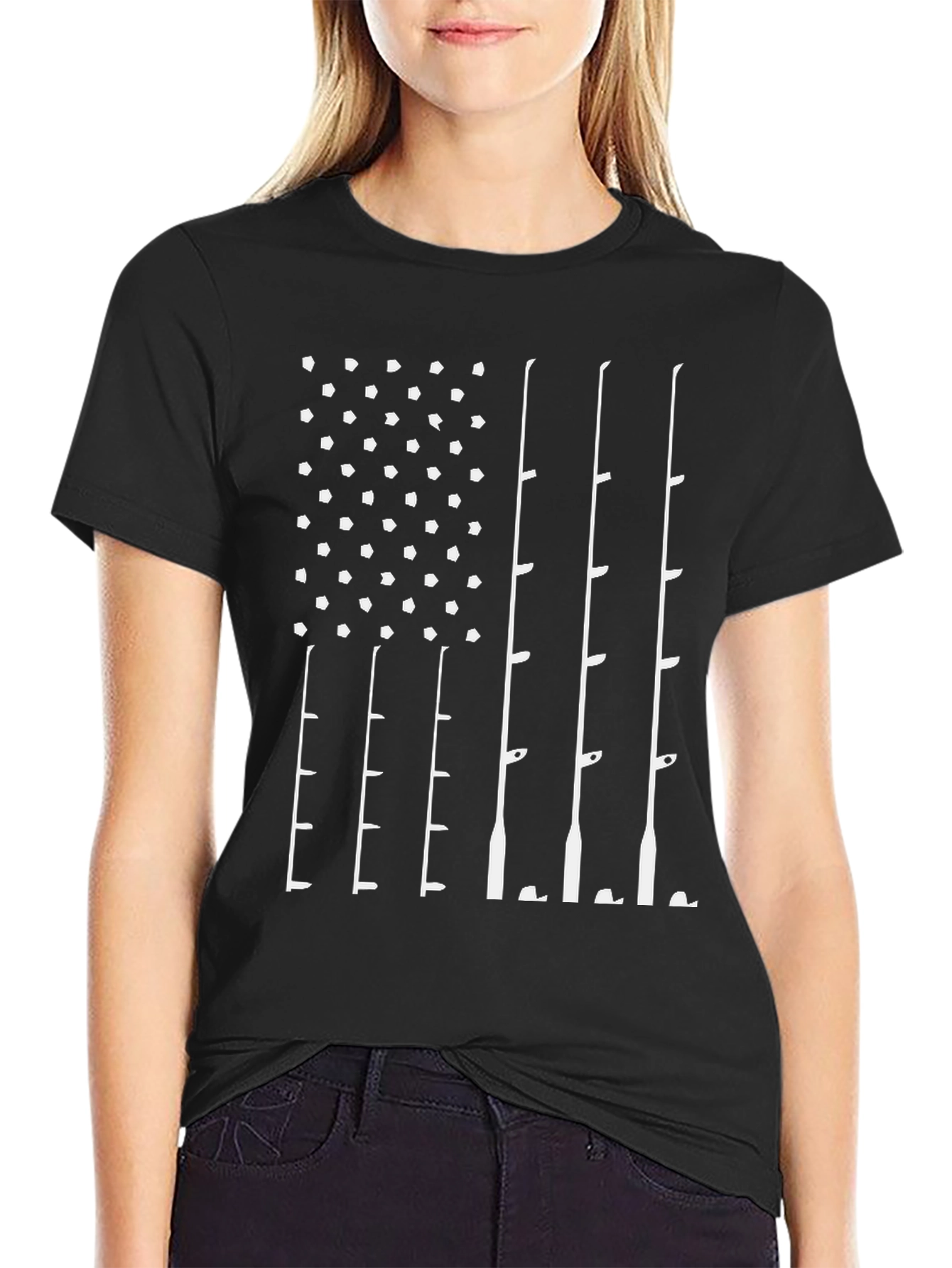 Fishing Rod American Flag T-Shirt - Patriotic Angler Tee
