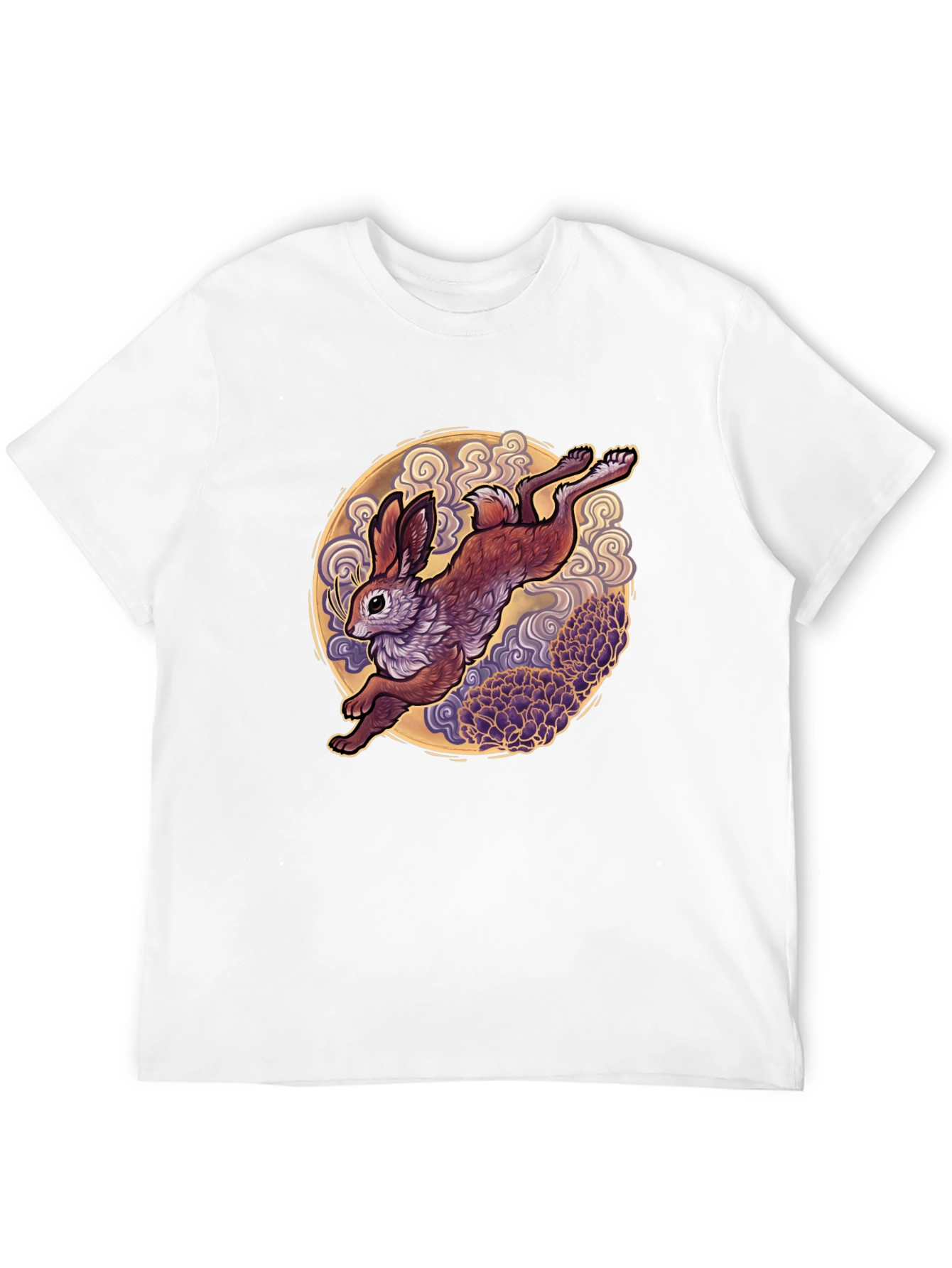 Rabbit Moon Graphic Tee - Black Cotton T-Shirt